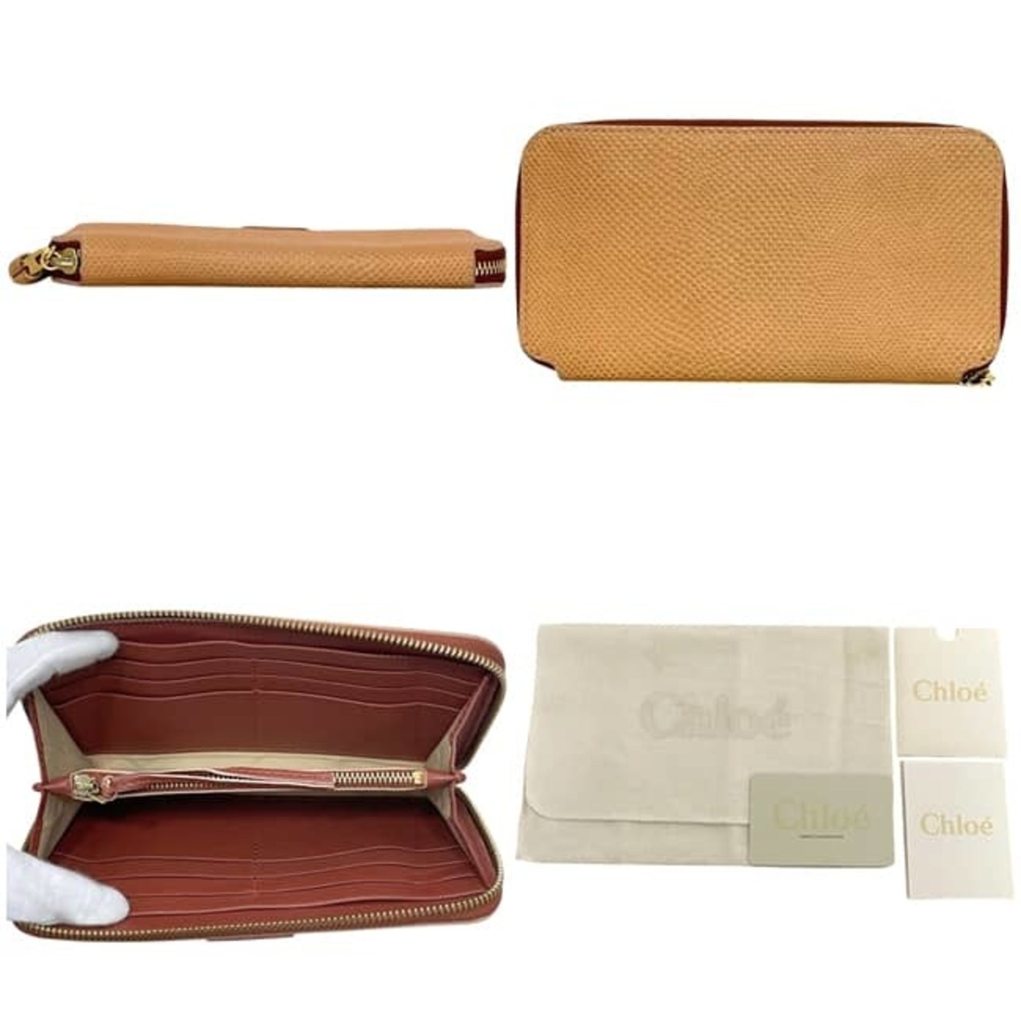 Chloé Beige Leather Long Wallet (Bi-Fold) (Pre-Owned)