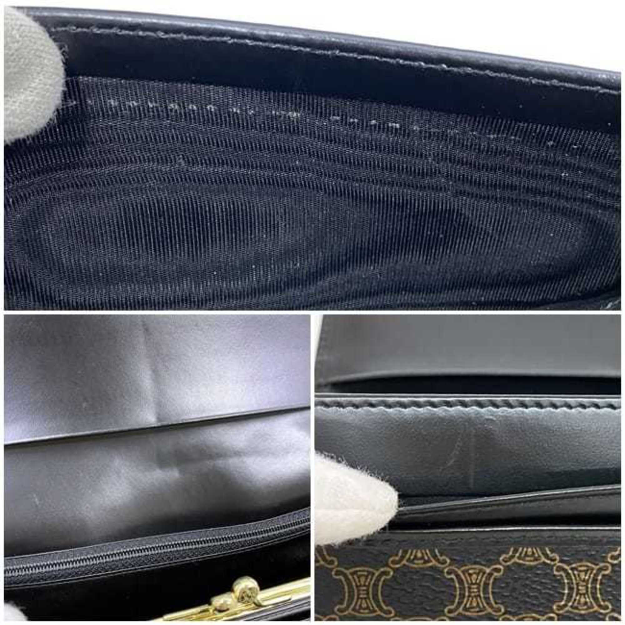 Celine Black Brown Pvc Leather Long Wallet (Bi-Fold) (Pre-Owned)