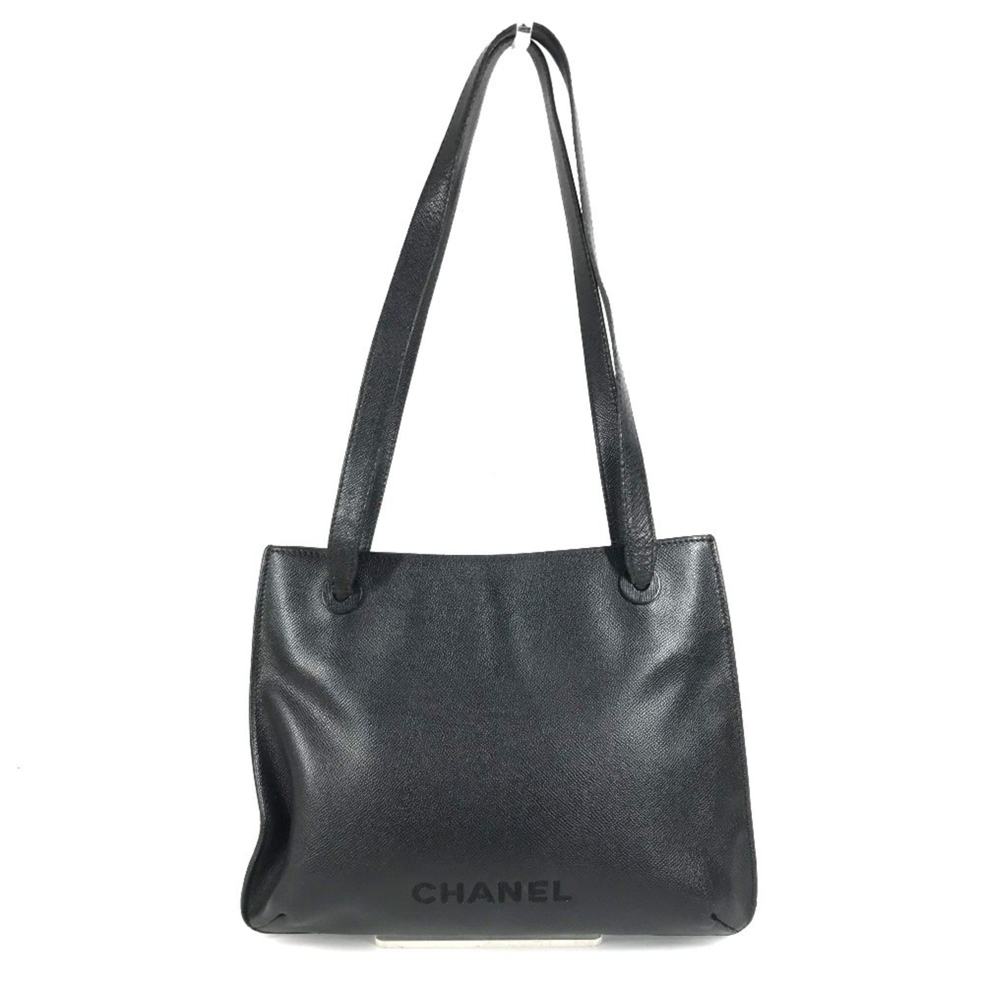 Chanel Black Grained Calfskin Shoulder Bag Tote Bag (Pre-Owned)