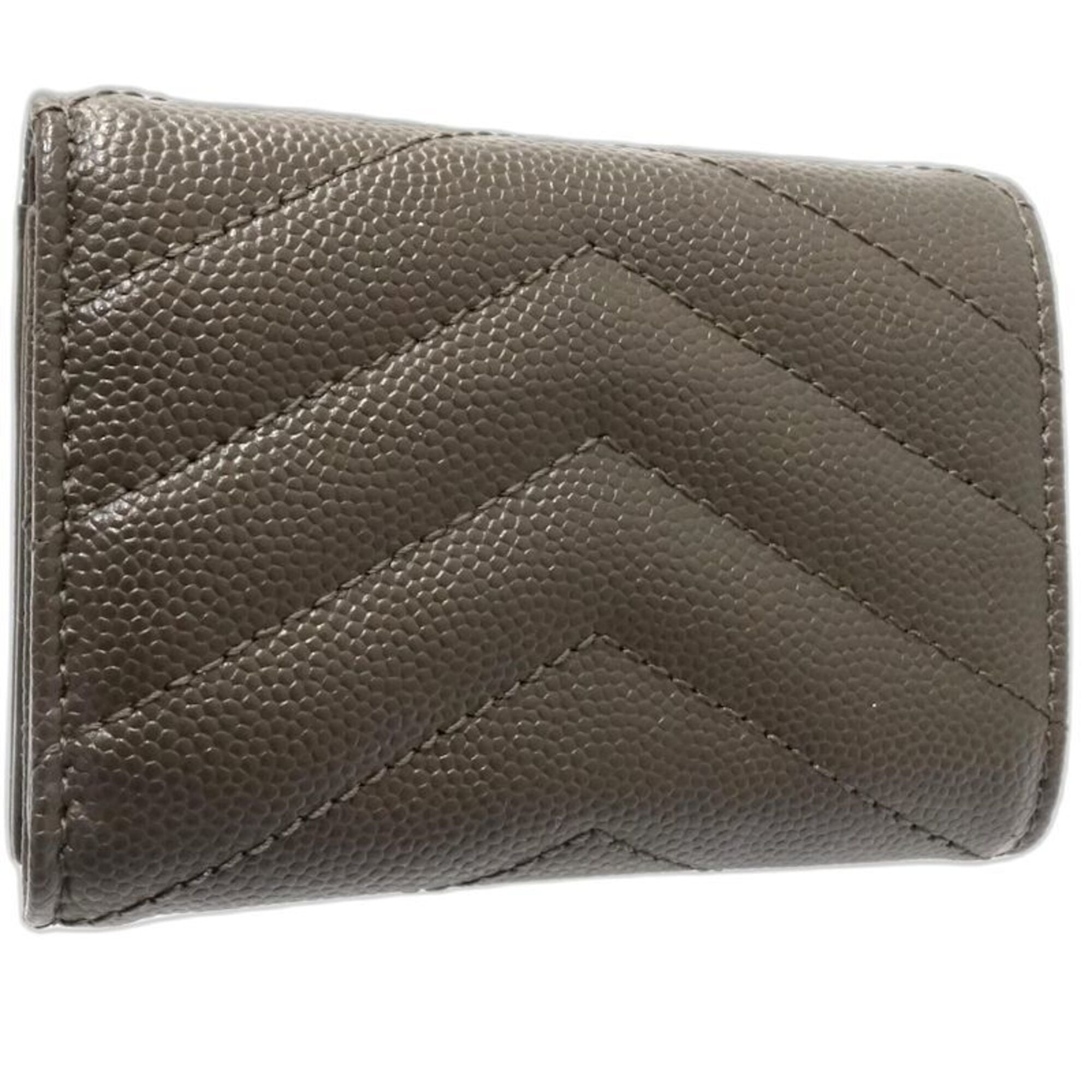 Saint Laurent Dark Gray Leather Wallet (Tri-Fold) (Pre-Owned)