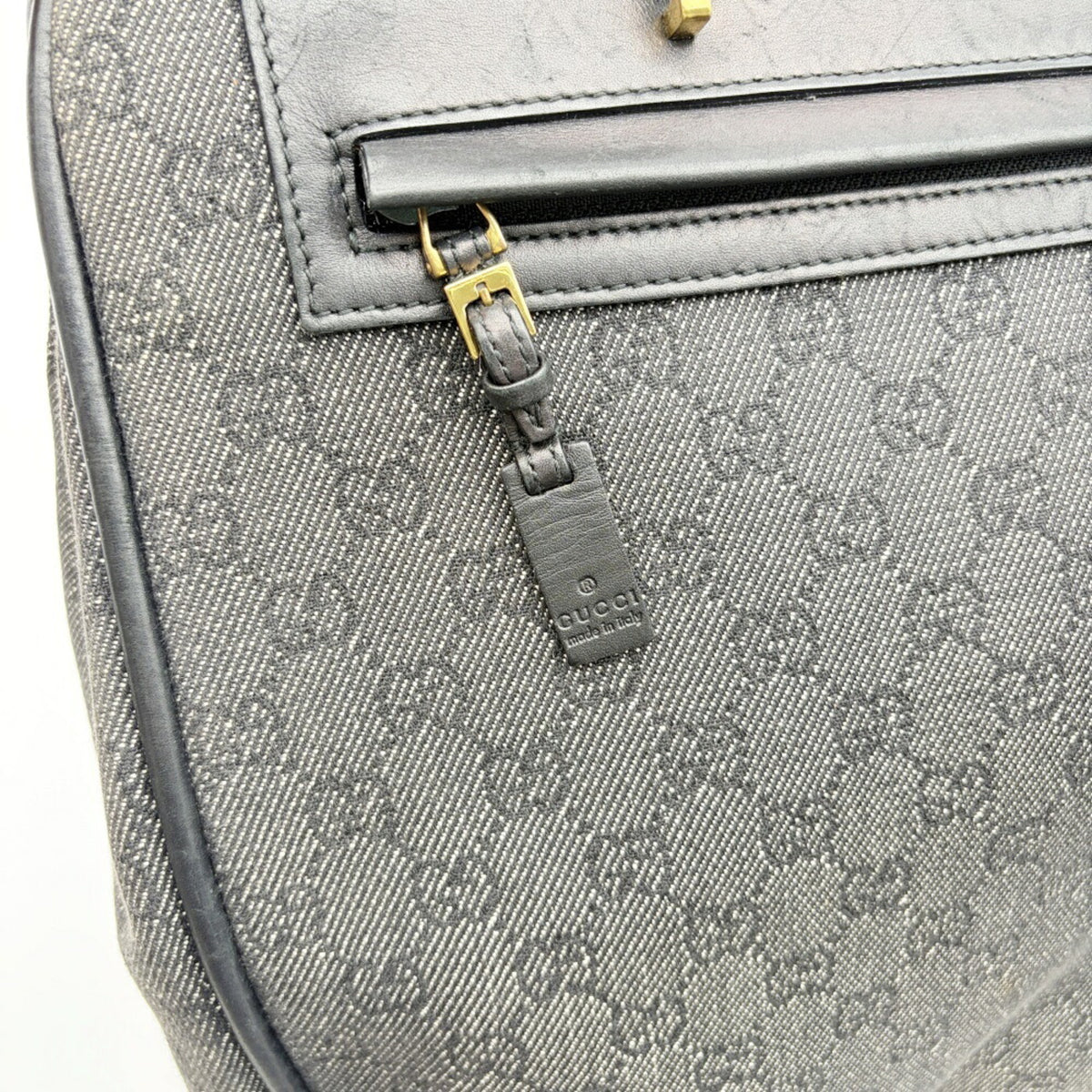 Gucci Black Canvas Leather Tote Bag (Pre-Owned)