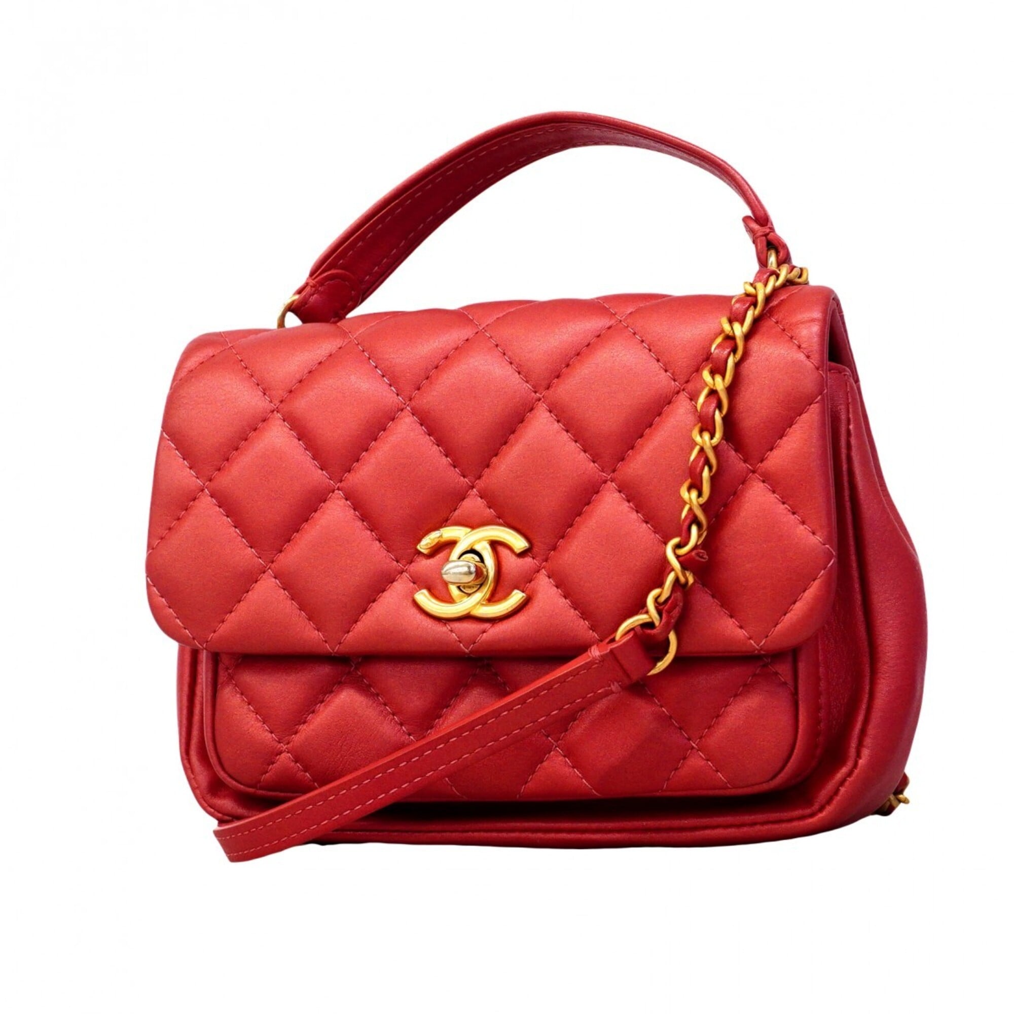 Chanel Red Color Leather Handbag (Pre-Owned)
