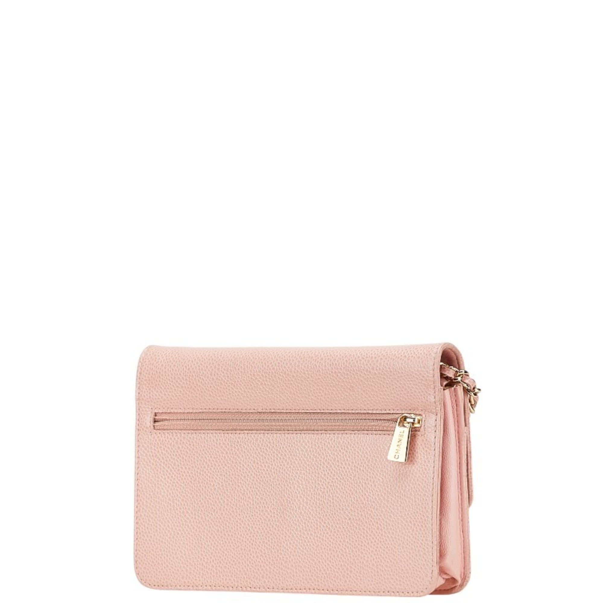 Chanel Pink Grained Calfskin Shoulder Bag (Pre-Owned)