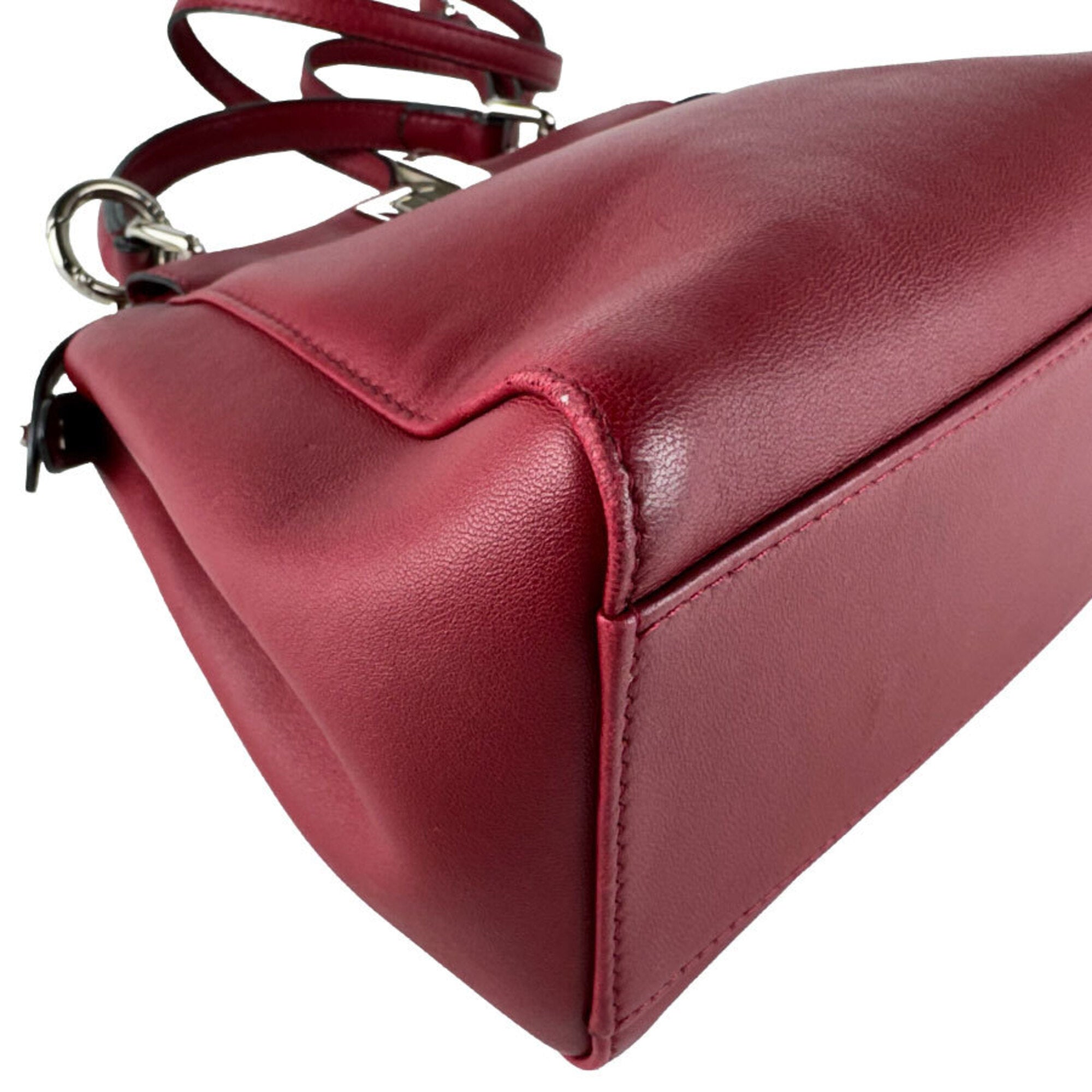 Fendi Red Color Leather Handbag Shoulder Bag (Pre-Owned)