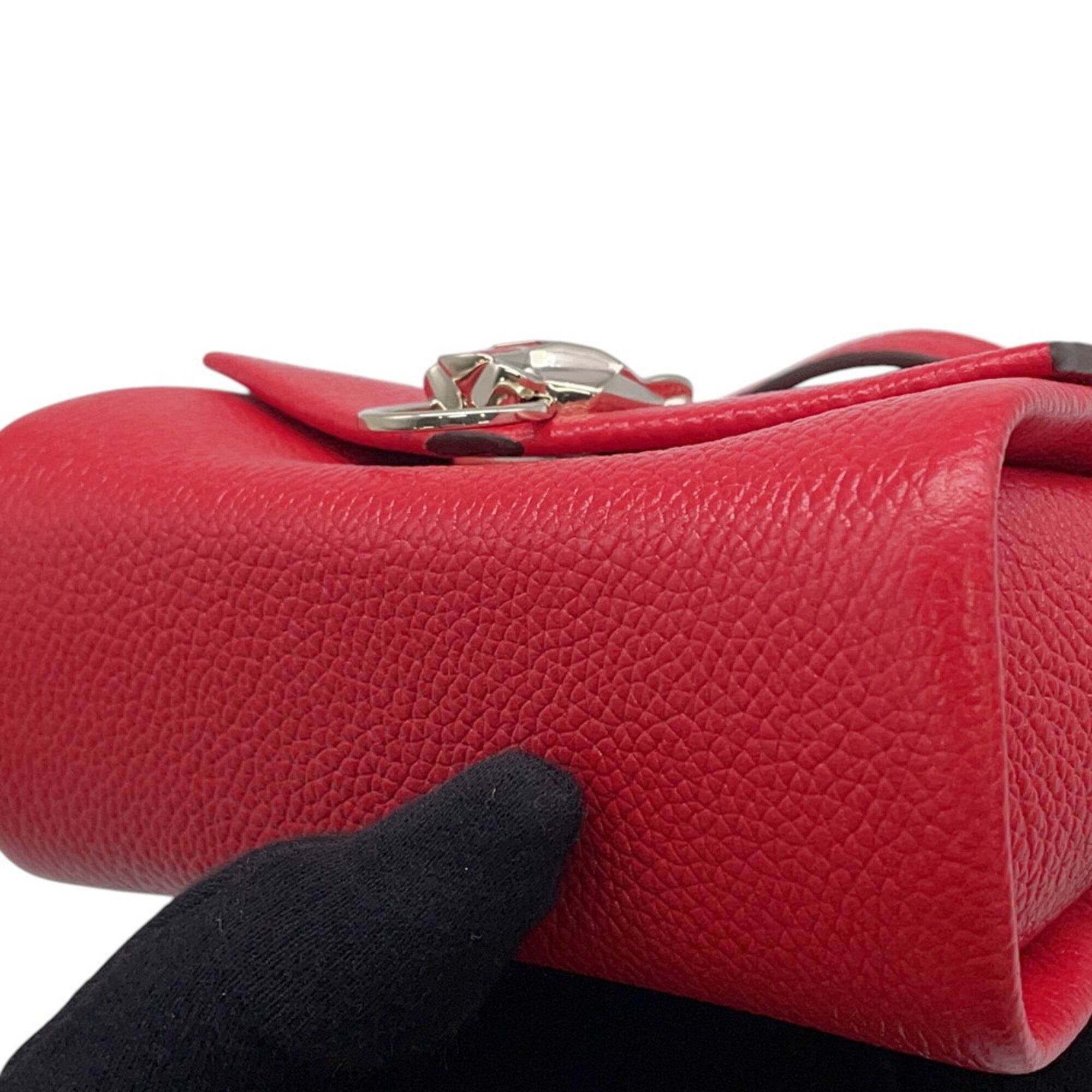 Cartier Red Color Leather Handbag Shoulder Bag (Pre-Owned)