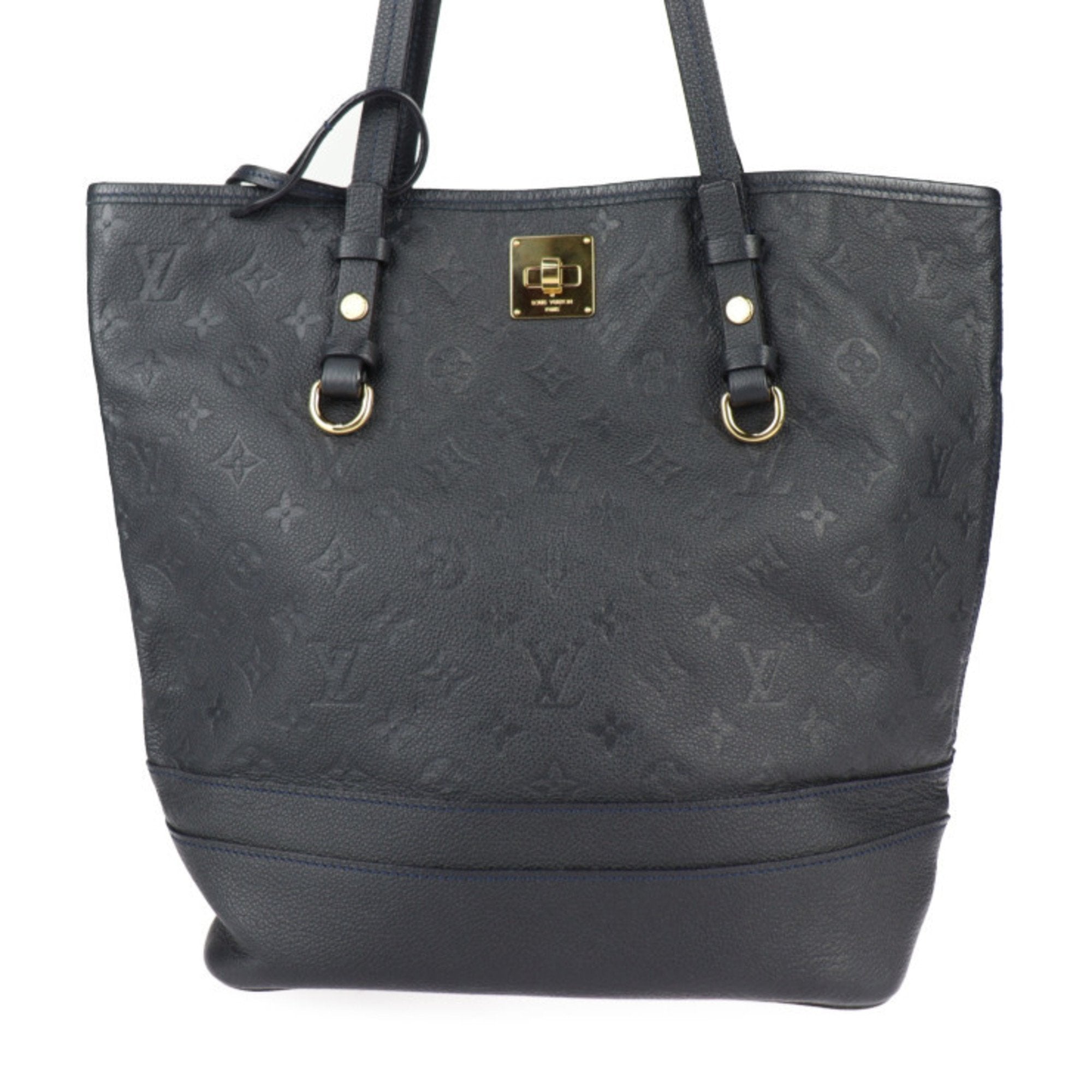 Louis Vuitton Black Leather Handbag Pouch Shoulder Bag Tote Bag (Pre-Owned)