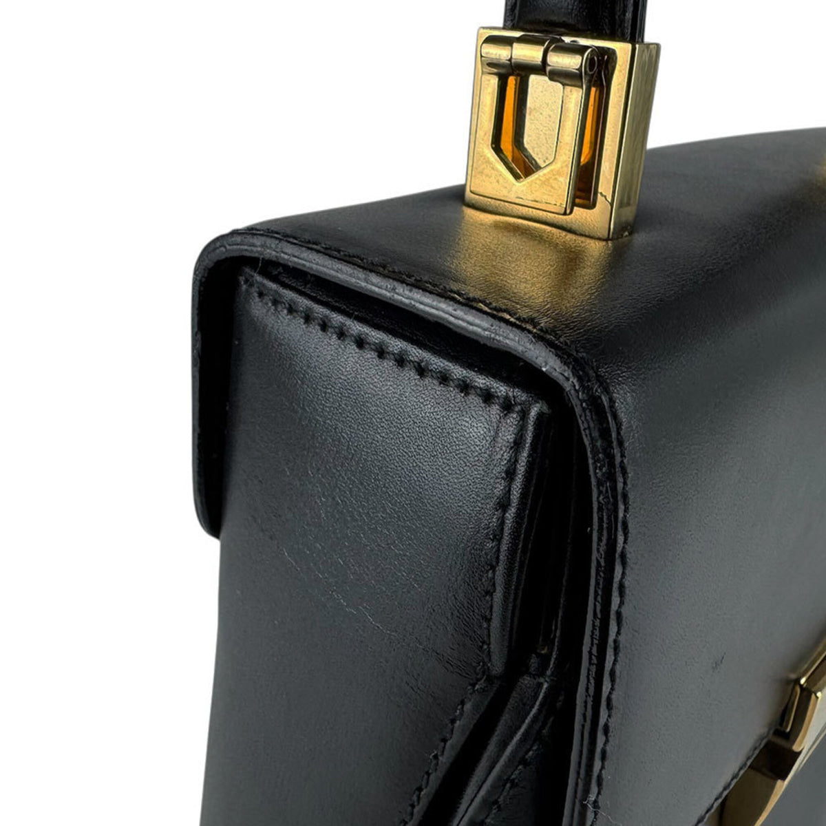 Salvatore Ferragamo Black Leather Handbag Shoulder Bag (Pre-Owned)