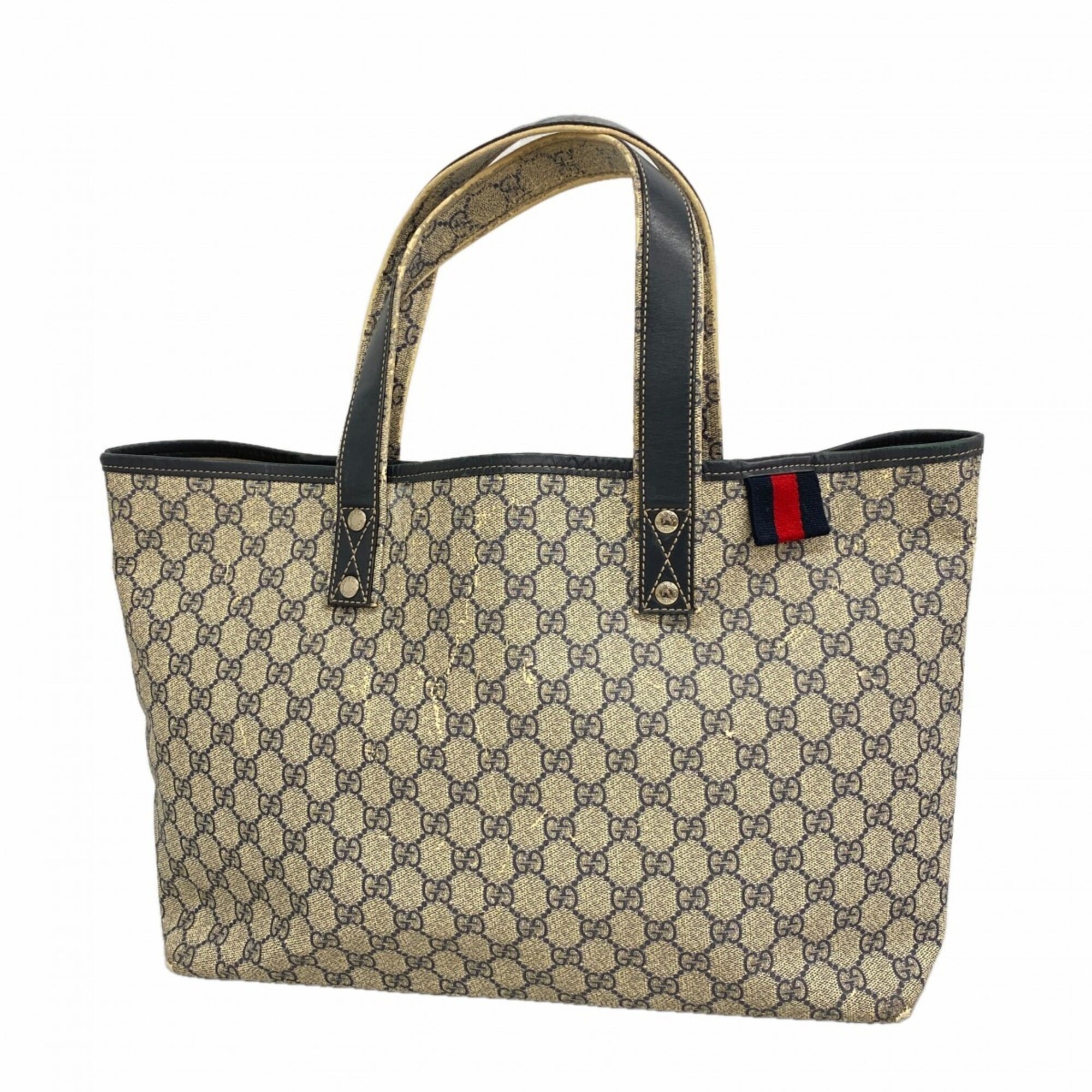 Gucci Beige Navy Pvc Tote Bag (Pre-Owned)