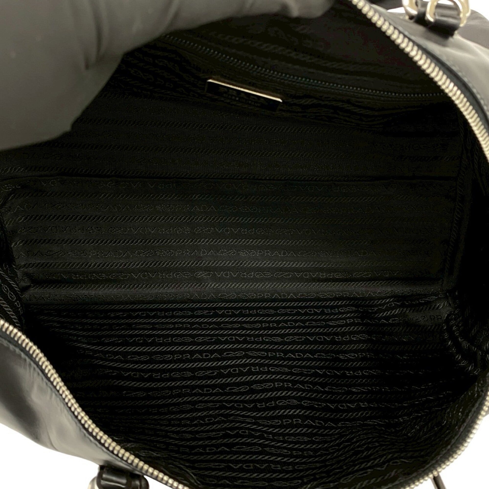 Prada Black Leather Boston Bag Handbag Shoulder Bag (Pre-Owned)