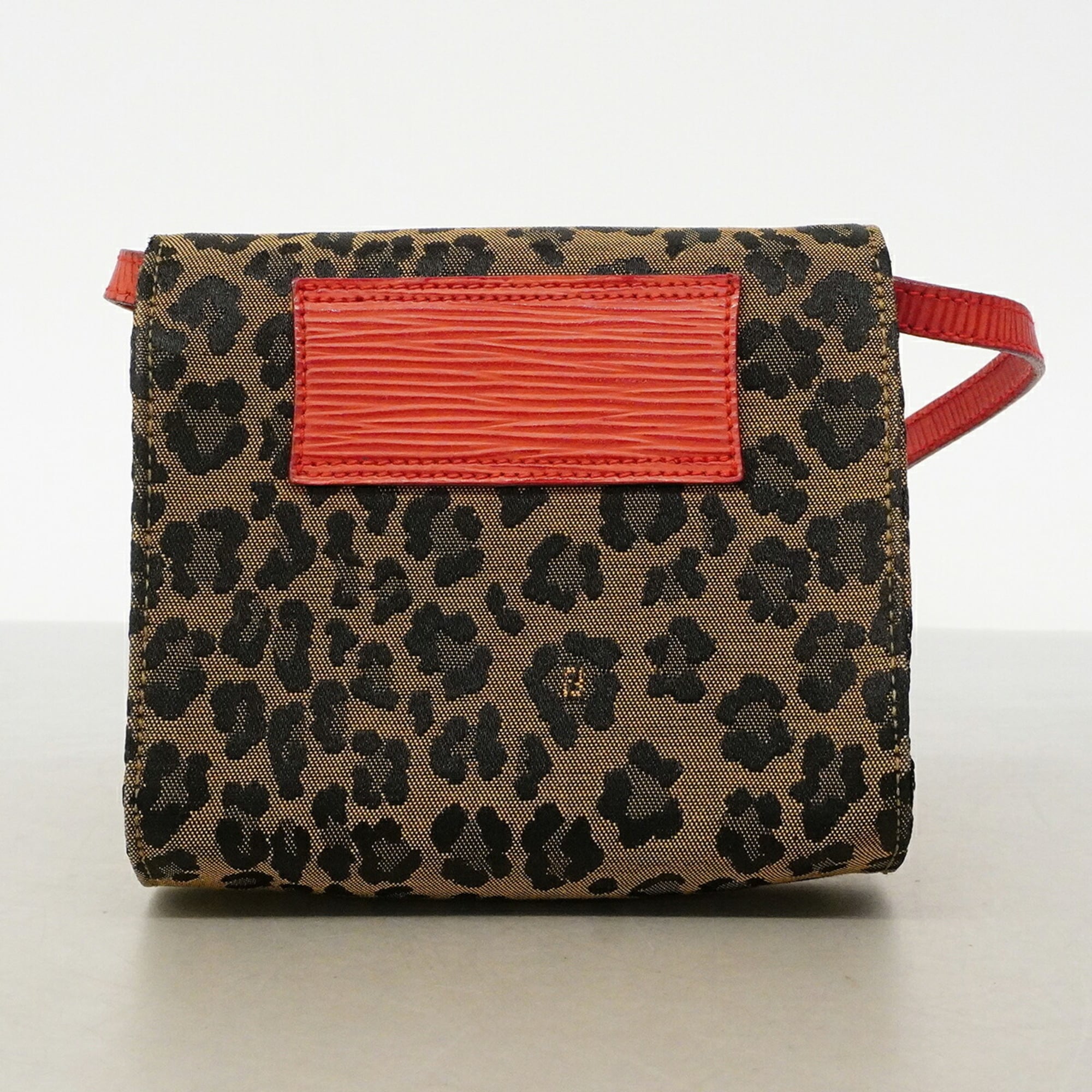 Fendi Brown Red Color Nylon Canvas Shoulder Bag (Pre-Owned)