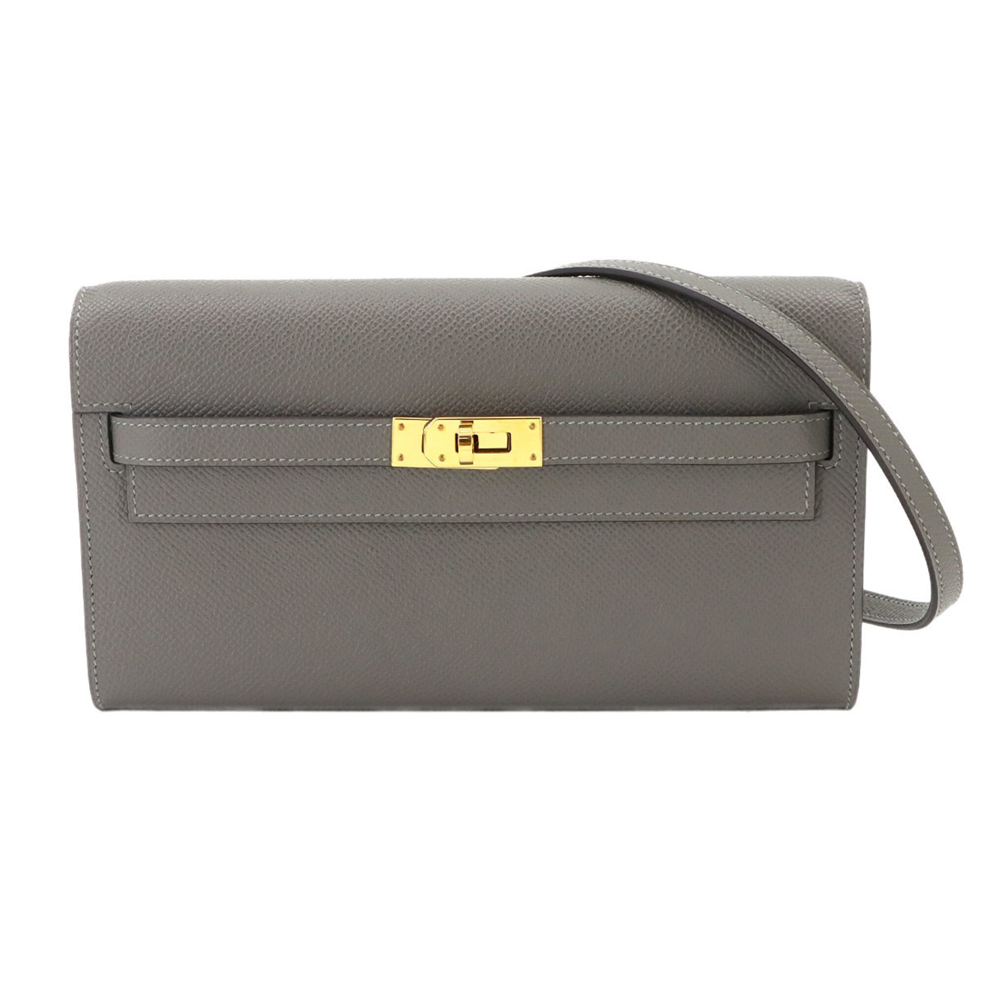 Hermes Gray Epsom Leather Chain/Shoulder Wallet (Pre-Owned)