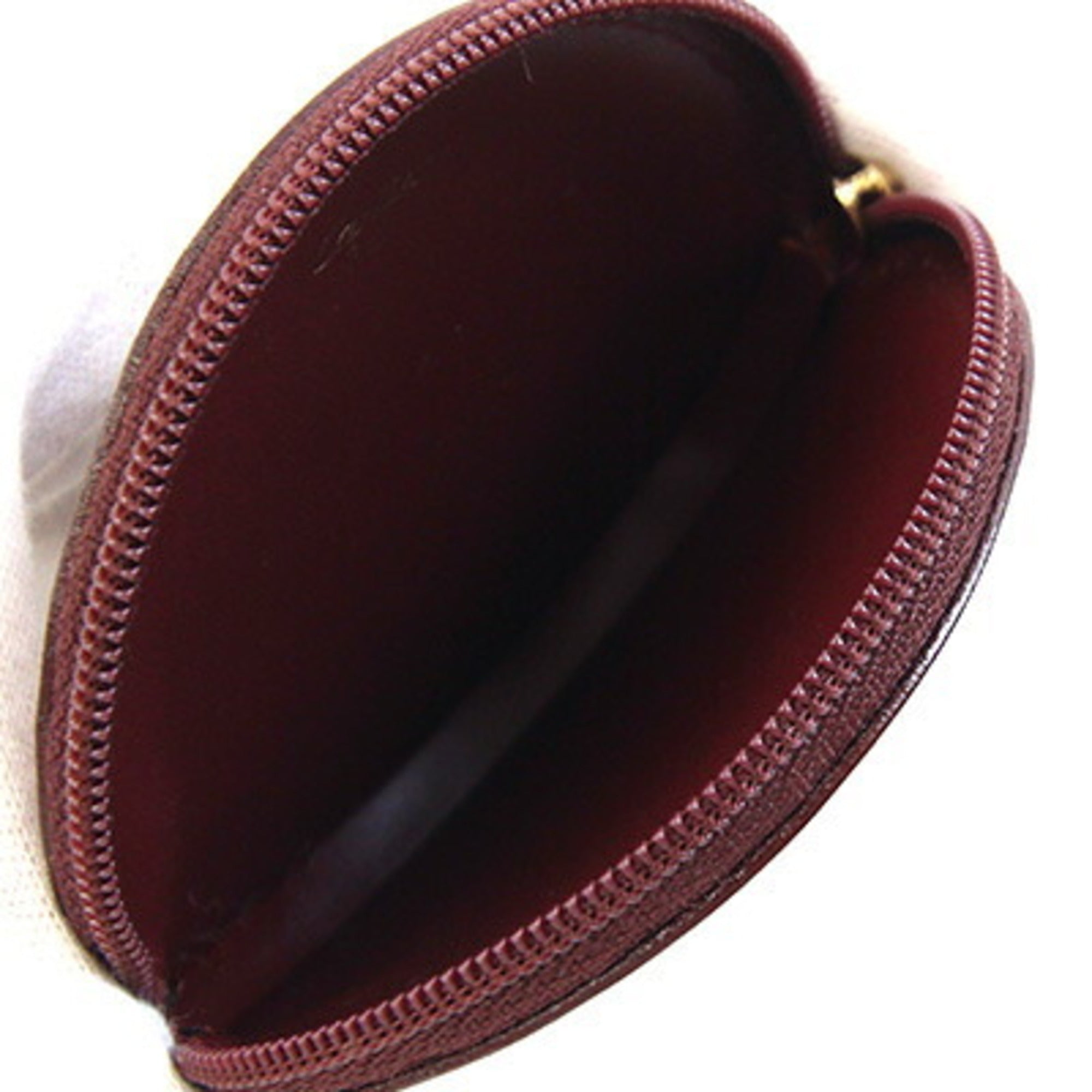 Cartier Bordeaux Leather Coin Purse/Coin Case (Pre-Owned)
