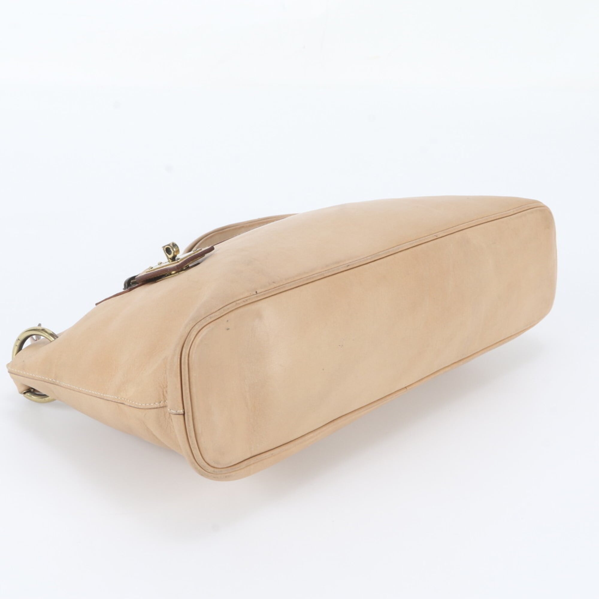 Gucci Beige Leather Handbag Shoulder Bag Tote Bag (Pre-Owned)