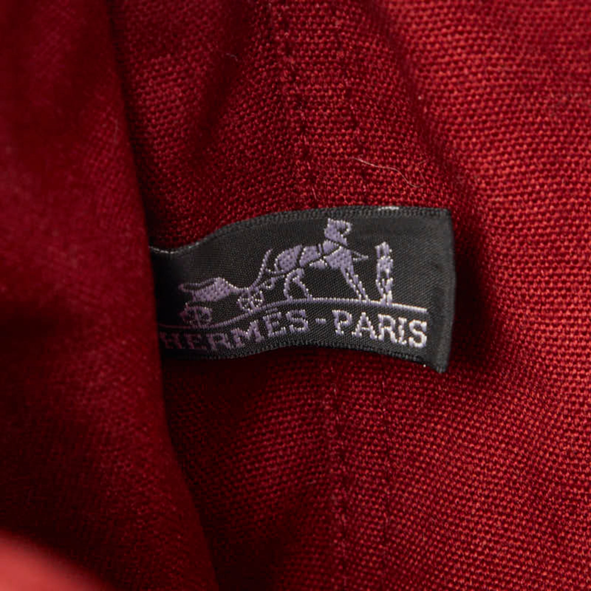 Hermes Fourre Tout Red Color Canvas Handbag (Pre-Owned)