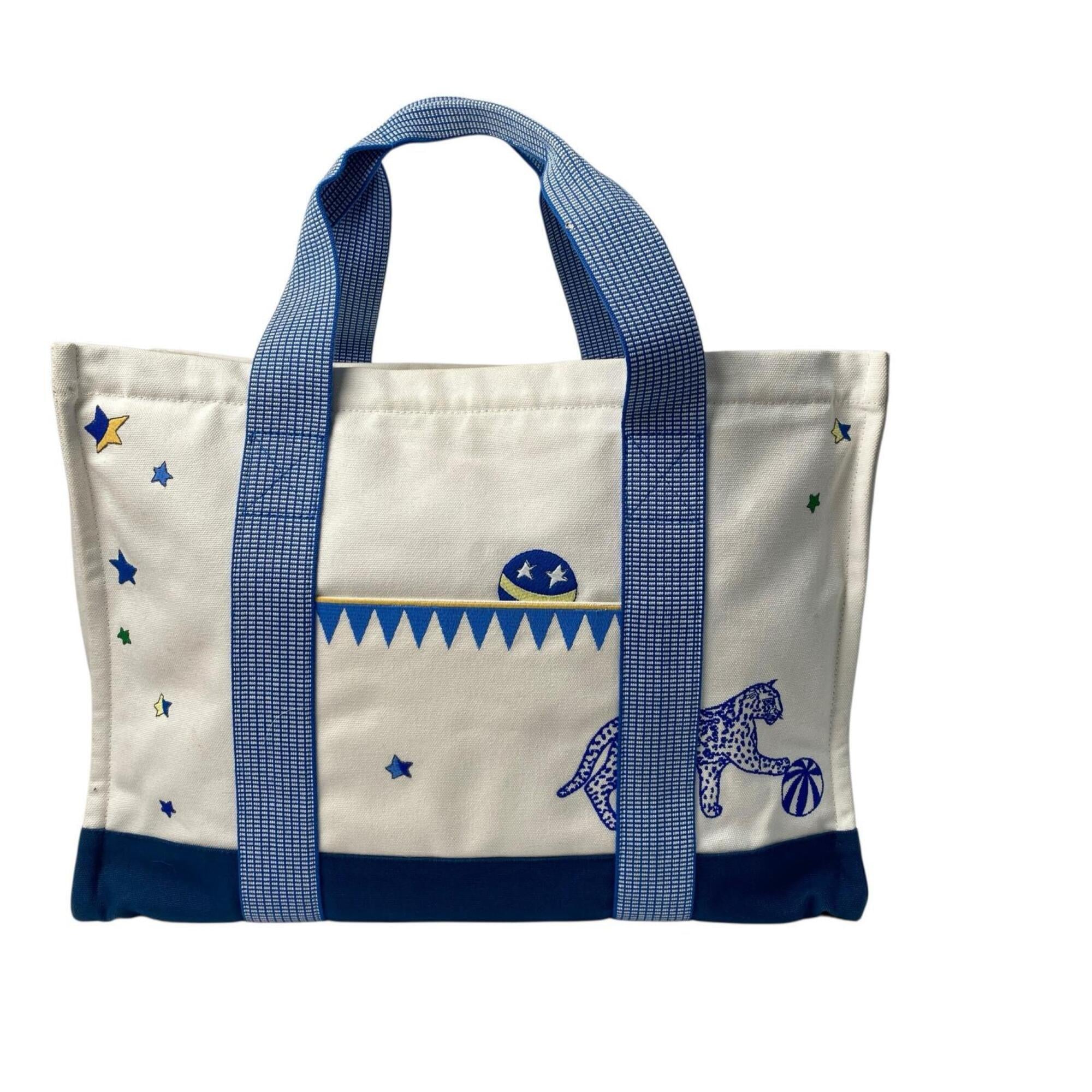 Hermes Blue White Cotton Pouch (Pre-Owned)