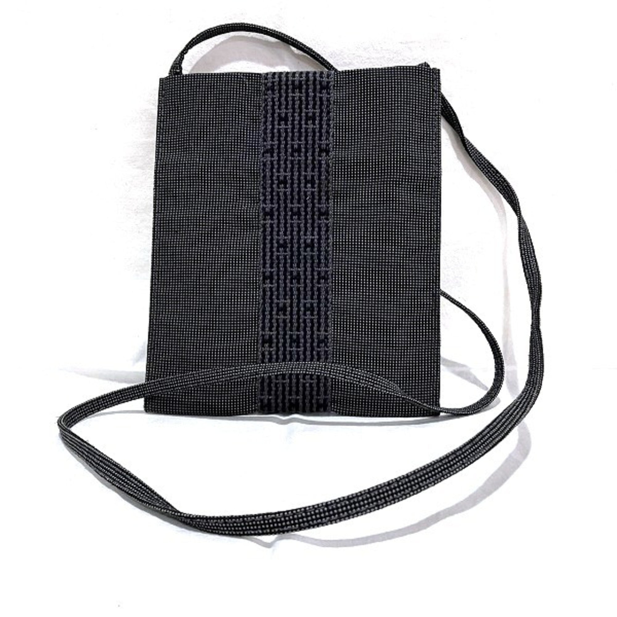 Hermes Her Line Black Canvas Handbag Shoulder Bag (Pre-Owned)