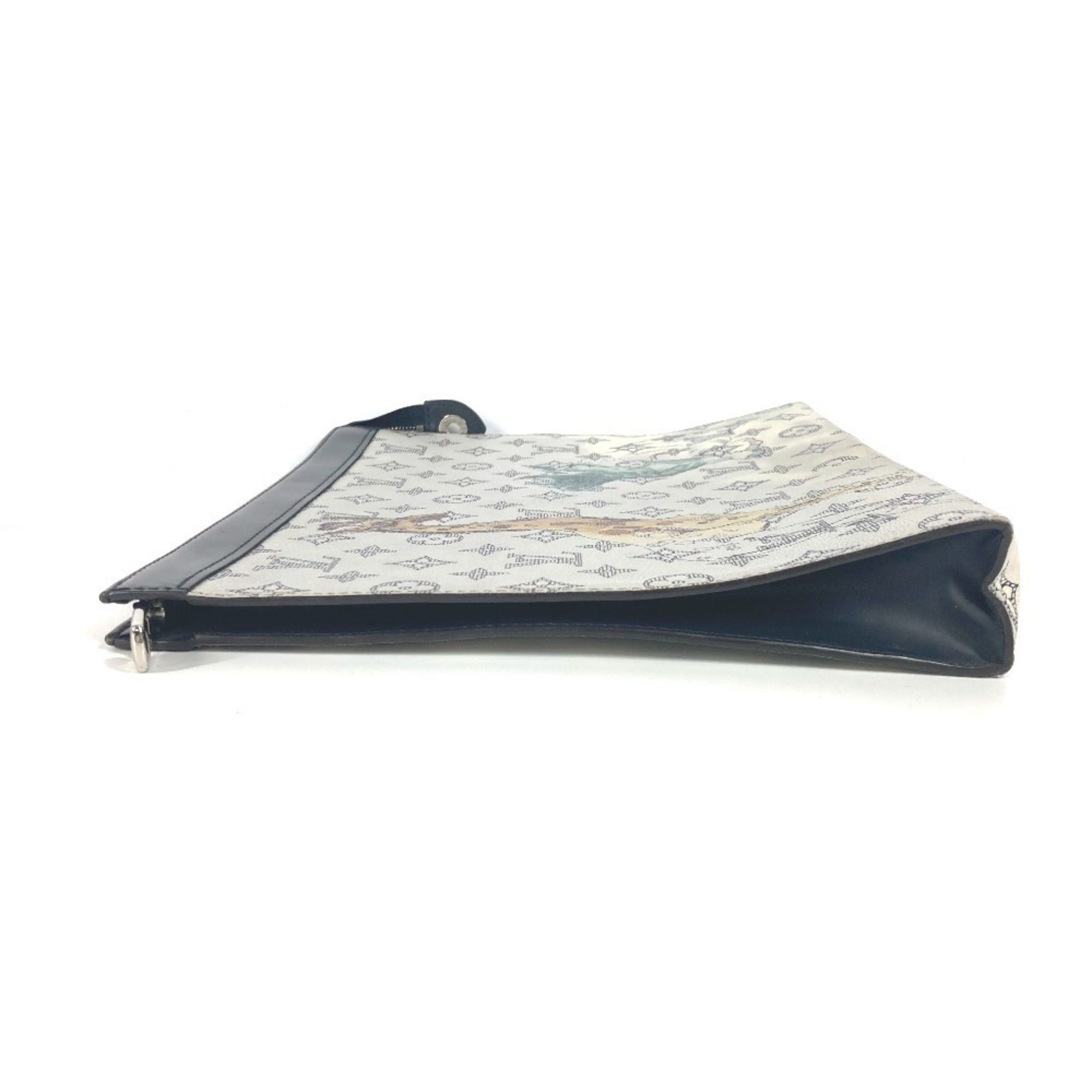 Louis Vuitton Navy White Leather Clutch Bag Pochette Pouch (Pre-Owned)
