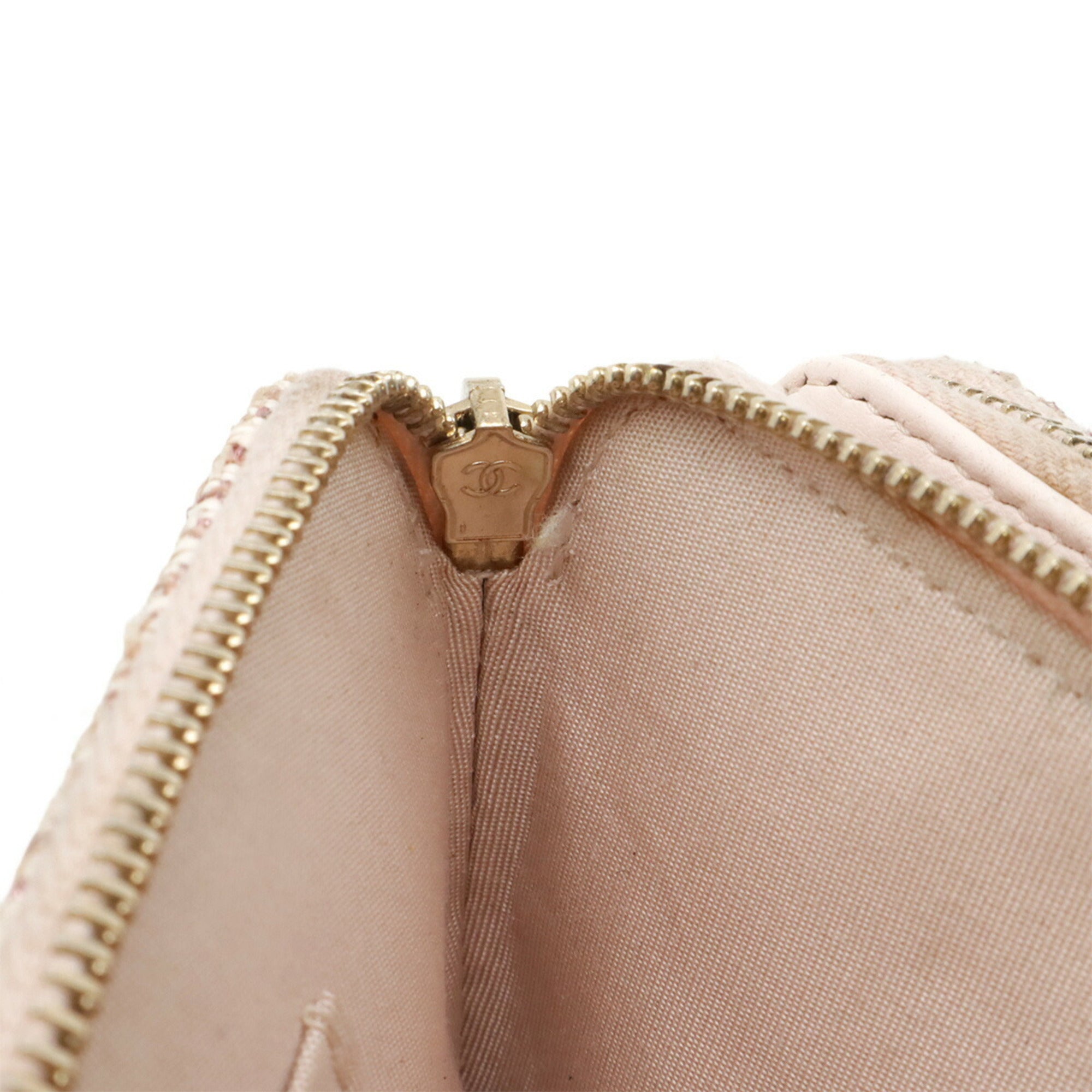 Chanel Pink Leather Raffia Chain/Shoulder Wallet (Pre-Owned)
