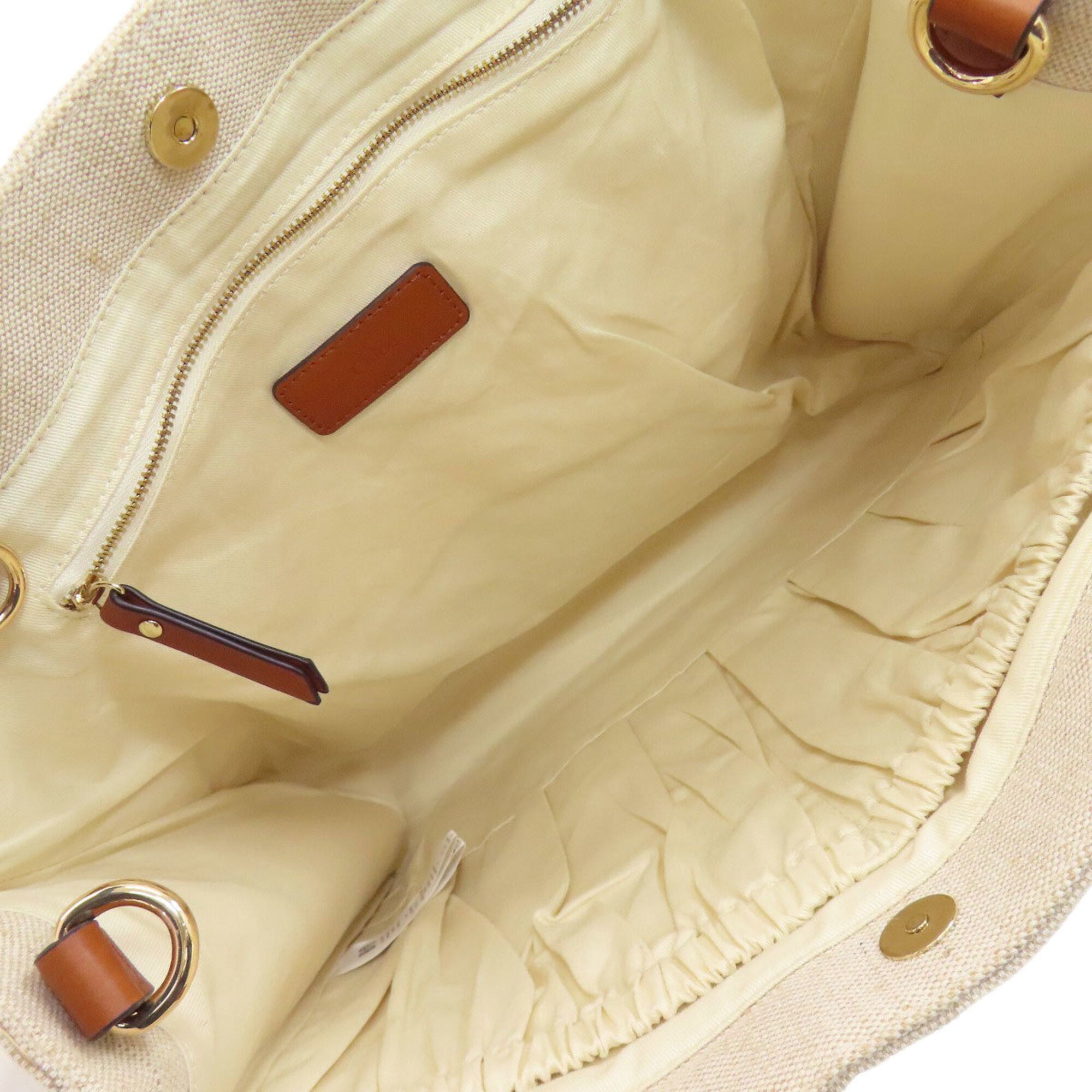 Chloé Beige Brown Canvas Tote Bag (Pre-Owned)
