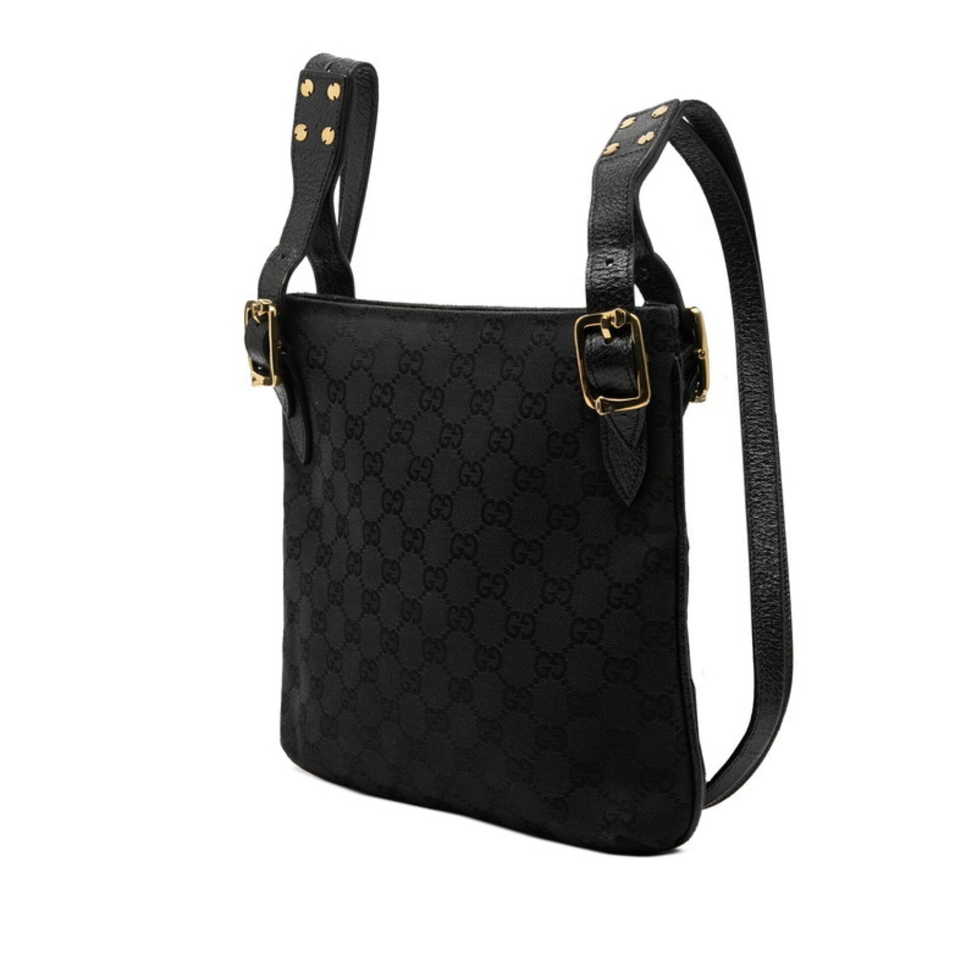 Gucci Black Canvas Leather Shoulder Bag (Pre-Owned)
