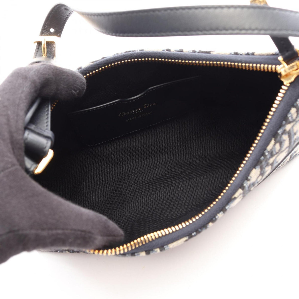 Christian Dior Beige Navy Canvas Handbag (Pre-Owned)