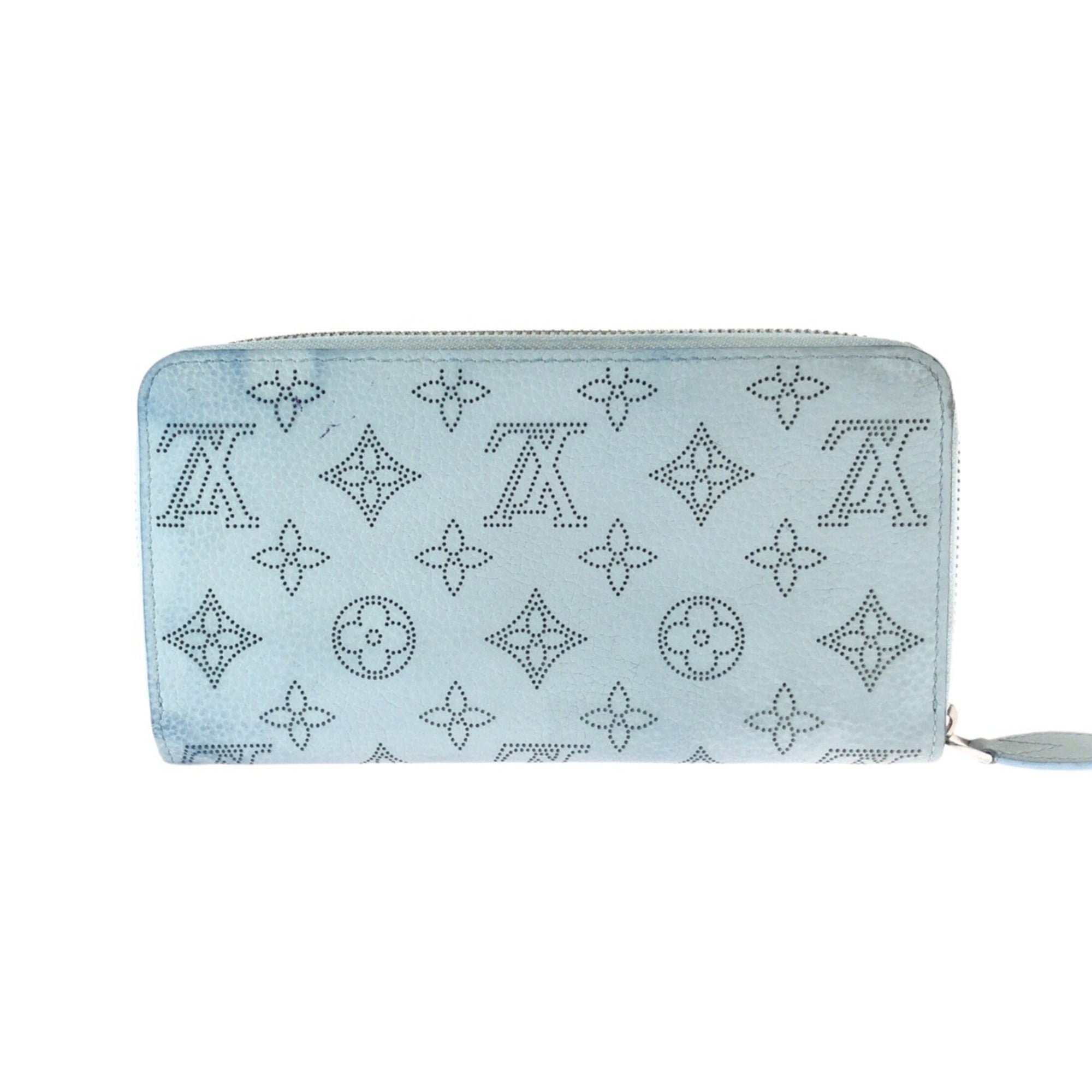 Louis Vuitton Light Blue Leather Long Wallet (Bi-Fold) (Pre-Owned)
