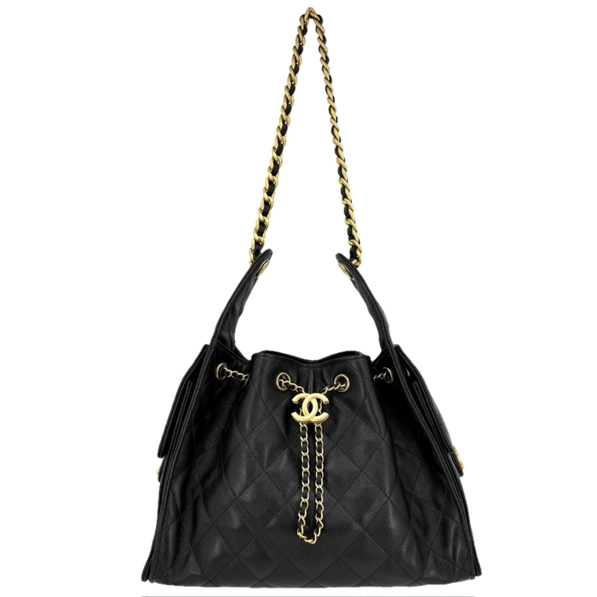 Chanel Black Grained Calfskin Handbag Shoulder Bag (Pre-Owned)