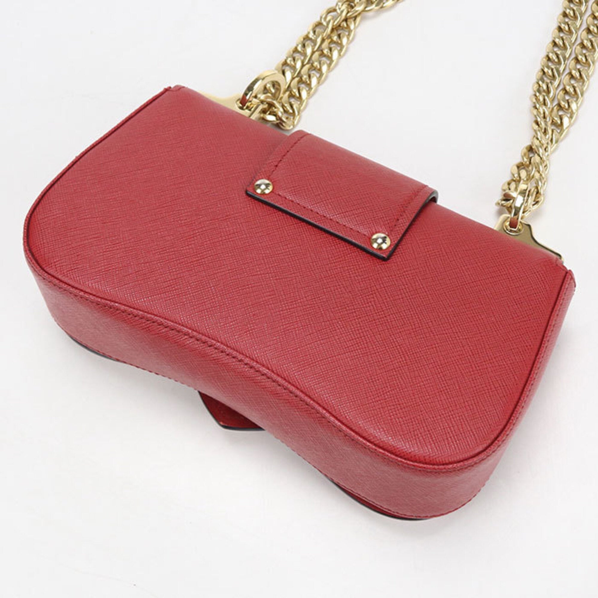 Prada Red Color Leather Shoulder Bag (Pre-Owned)