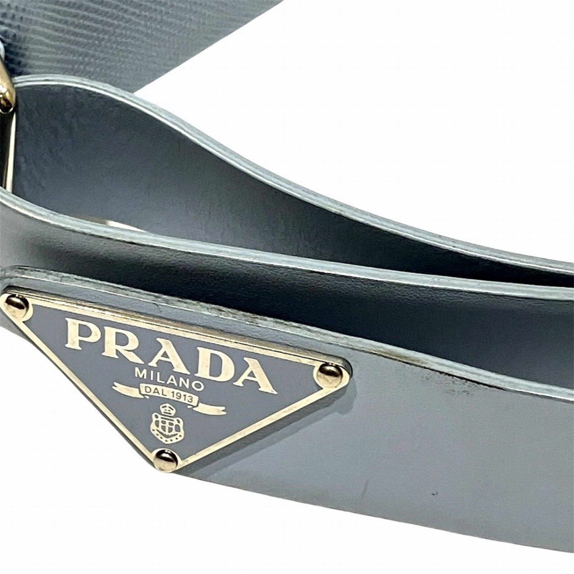Prada Saffiano Light Blue Leather Shoulder Bag (Pre-Owned)