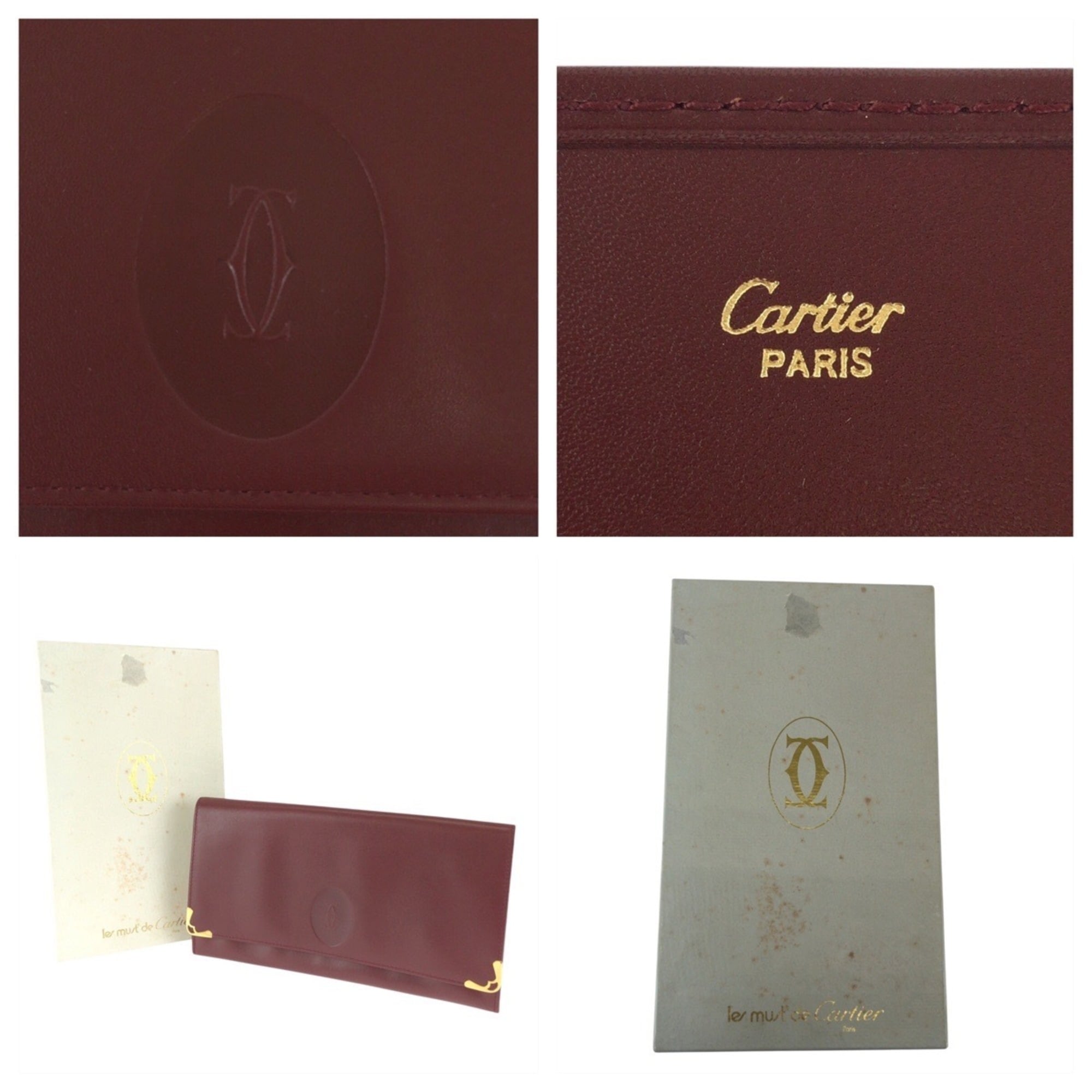 Cartier Bordeaux Wine Red Leather Clutch Bag (Pre-Owned)