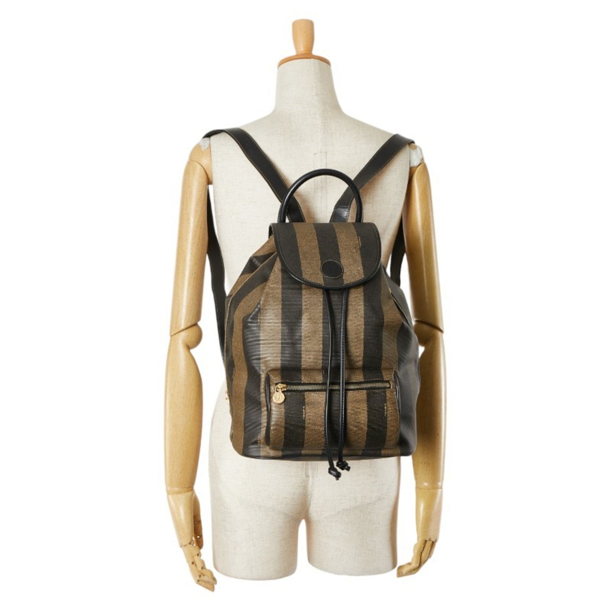 Fendi Black Brown Pvc Leather Backpack (Pre-Owned)