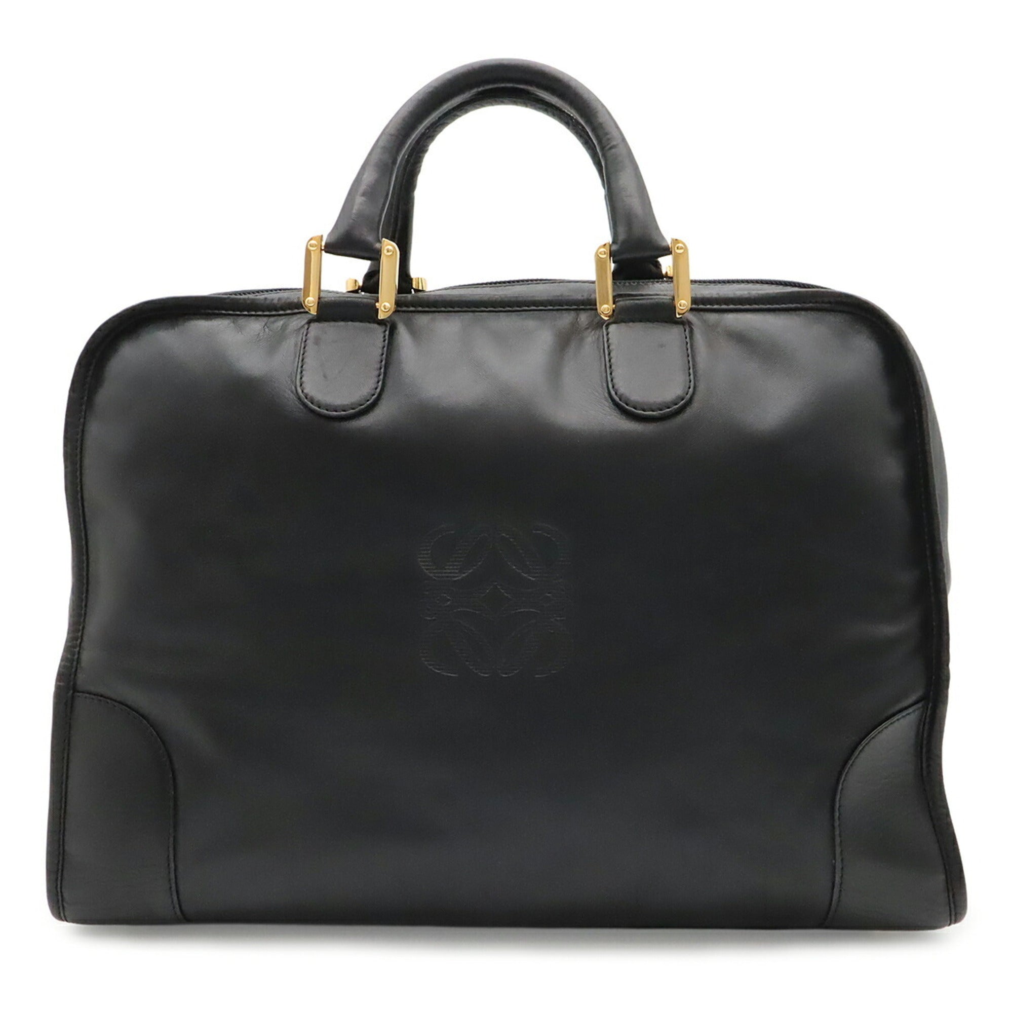 Loewe Amazona Black Leather Boston Bag Handbag (Pre-Owned)