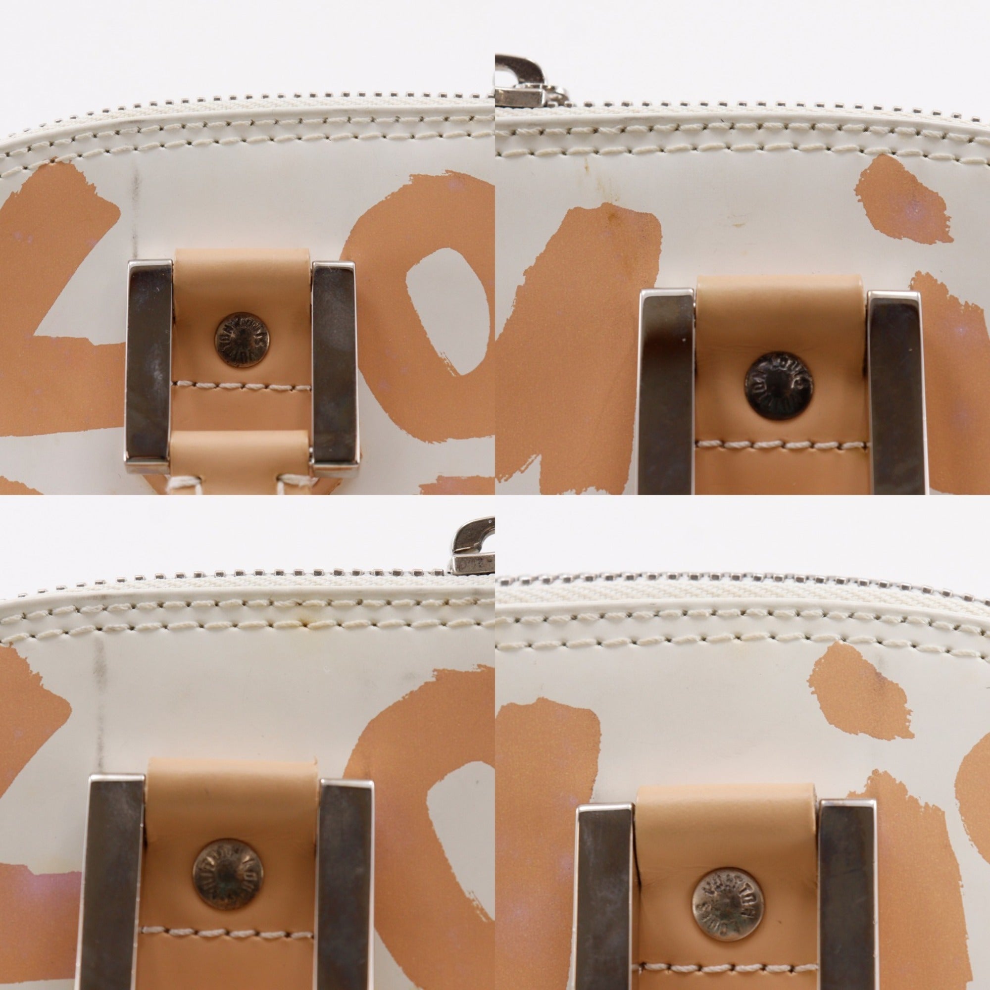 Louis Vuitton Beige White Leather Handbag (Pre-Owned)