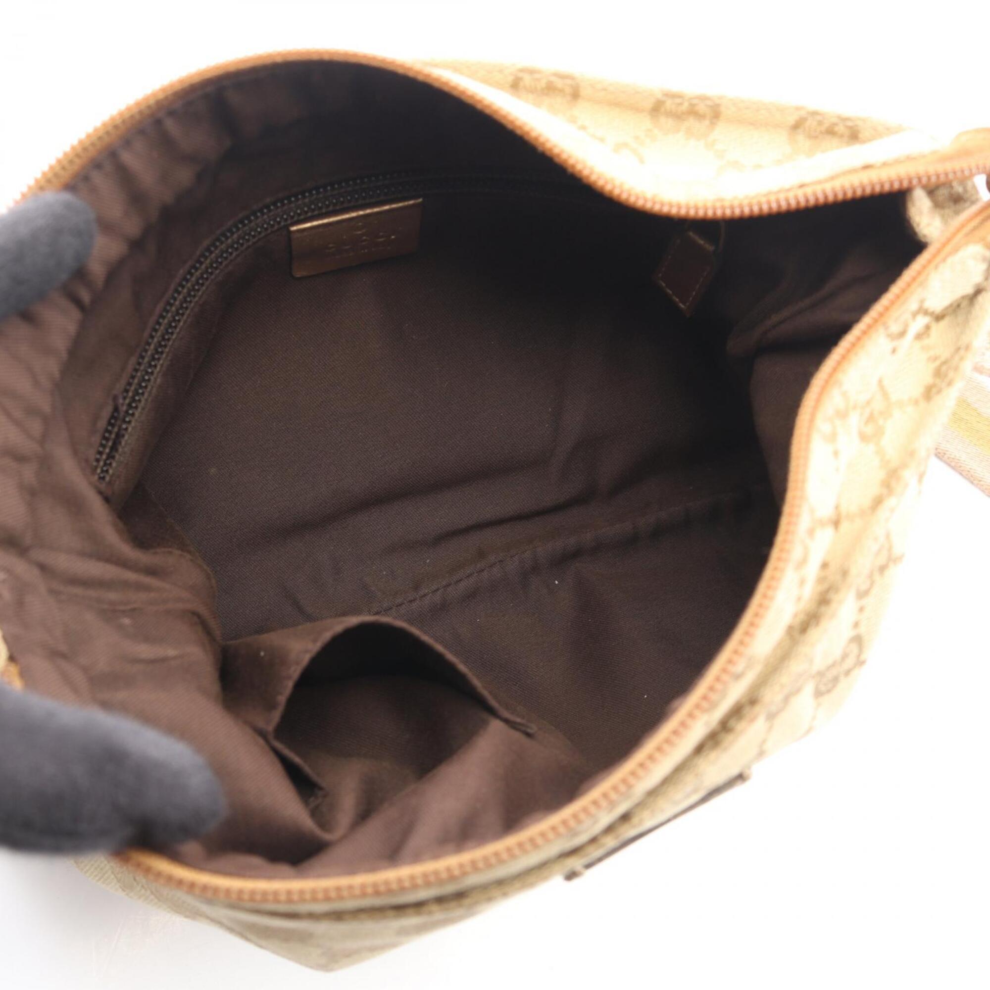Gucci Beige Canvas Leather Handbag Shoulder Bag (Pre-Owned)