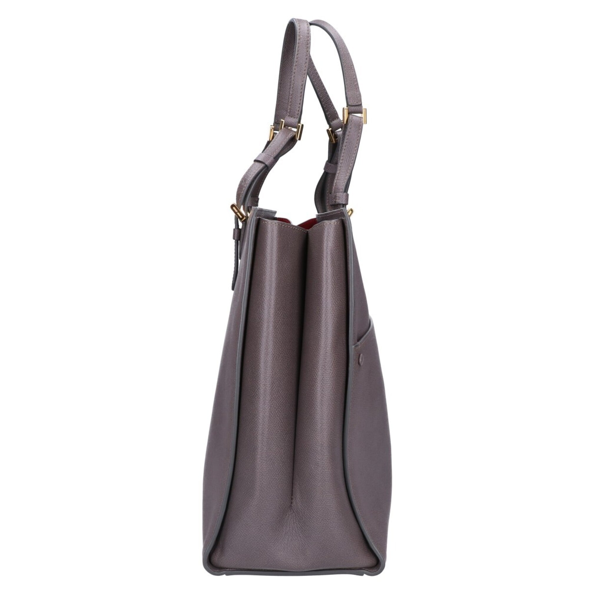 Giorgio Armani Gray Leather Tote Bag (Pre-Owned)