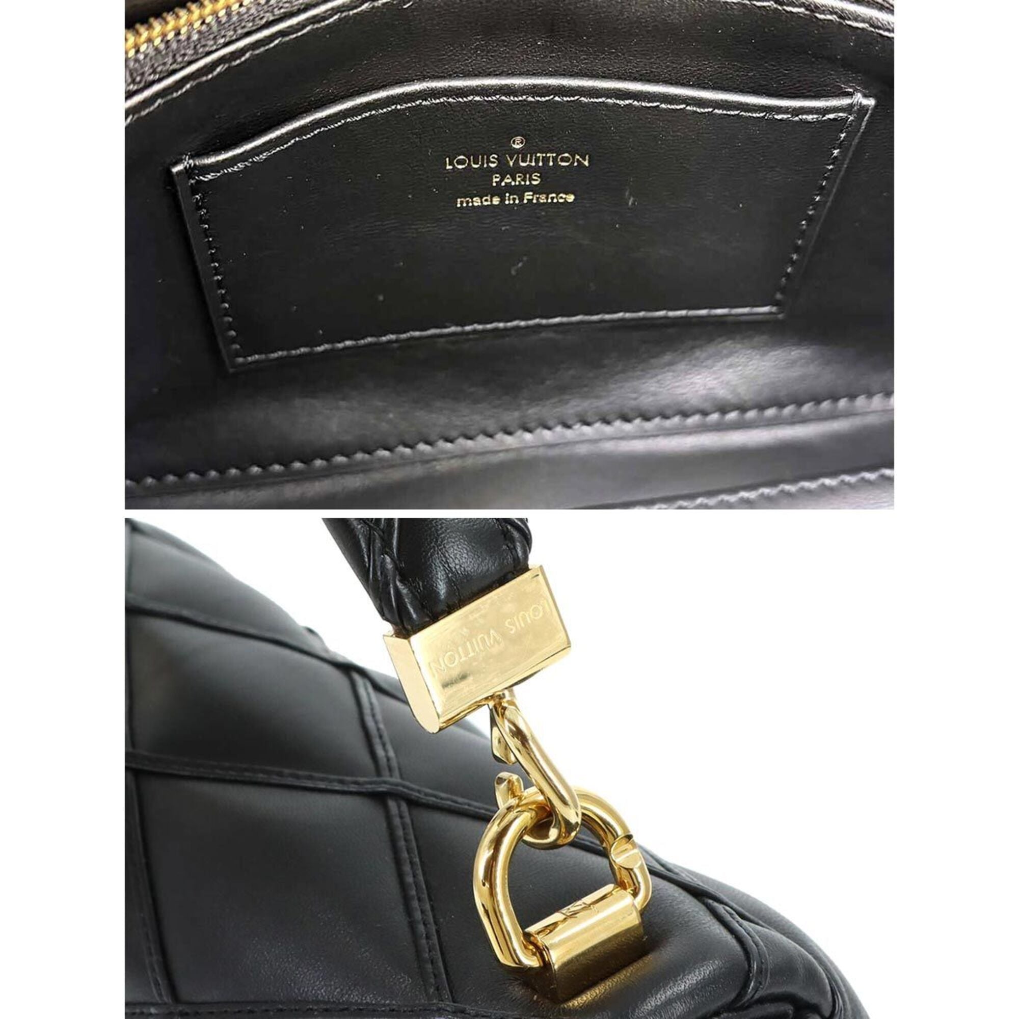 Louis Vuitton Noir Leather Handbag Shoulder Bag (Pre-Owned)