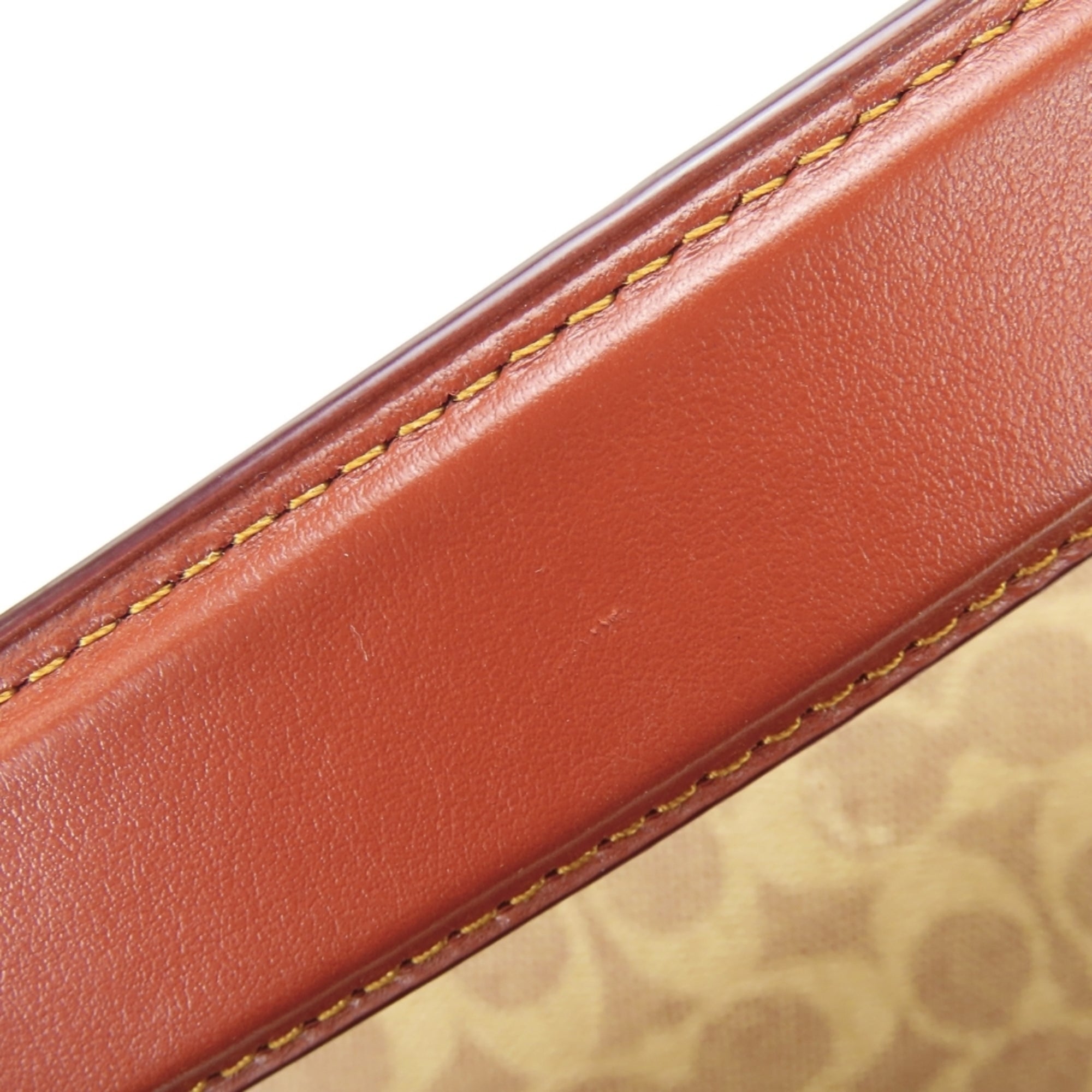 Coach Signature Beige Brown Pvc Leather Shoulder Bag (Pre-Owned)