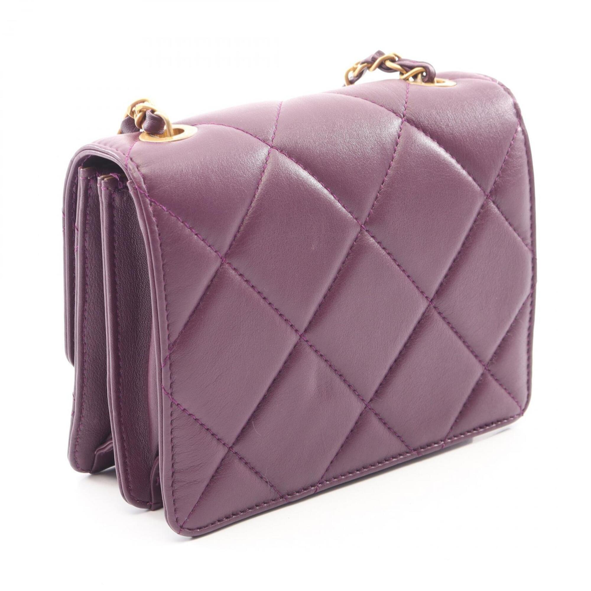 Chanel Purple Leather Handbag Shoulder Bag (Pre-Owned)
