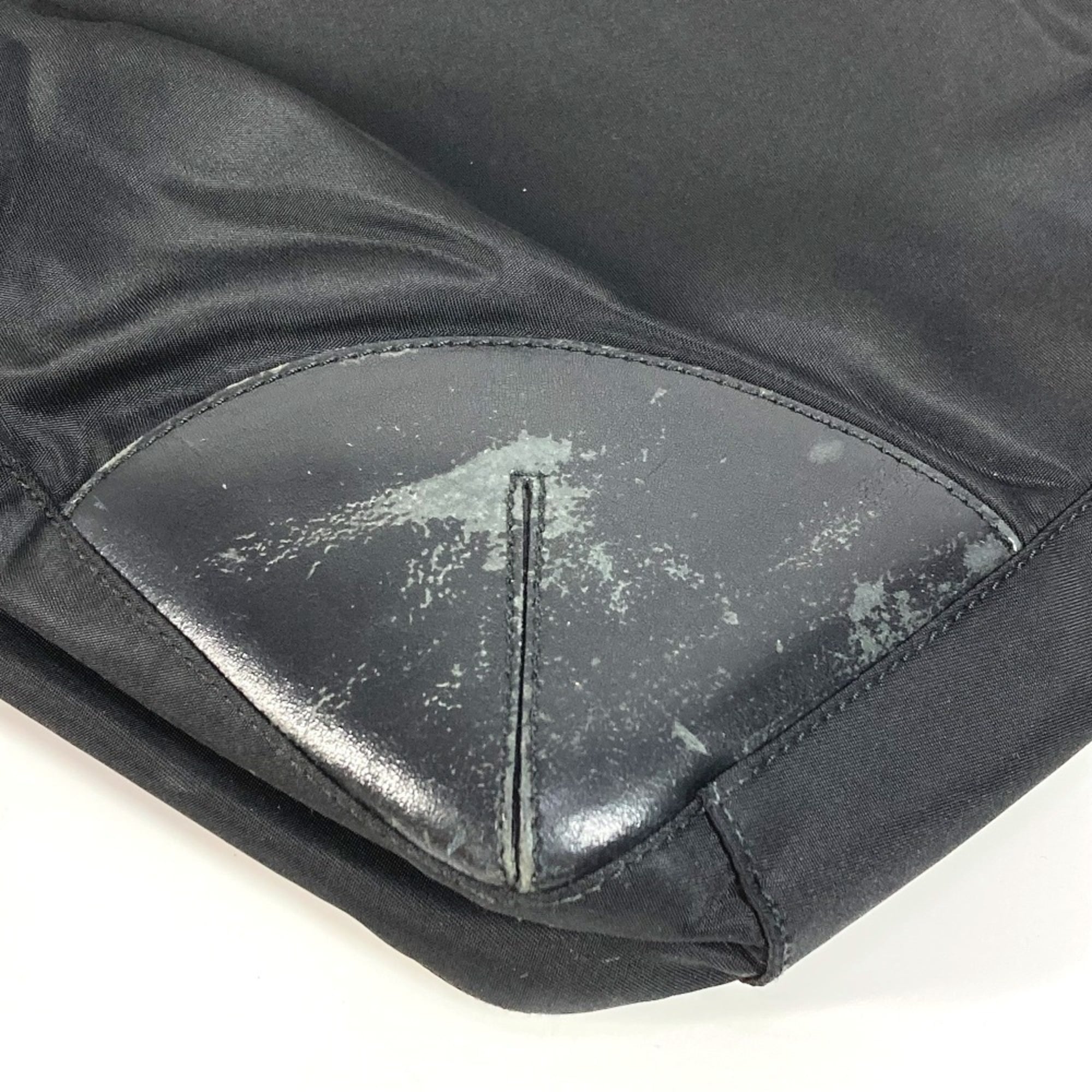 Prada Black Nylon Leather Shoulder Bag Tote Bag (Pre-Owned)