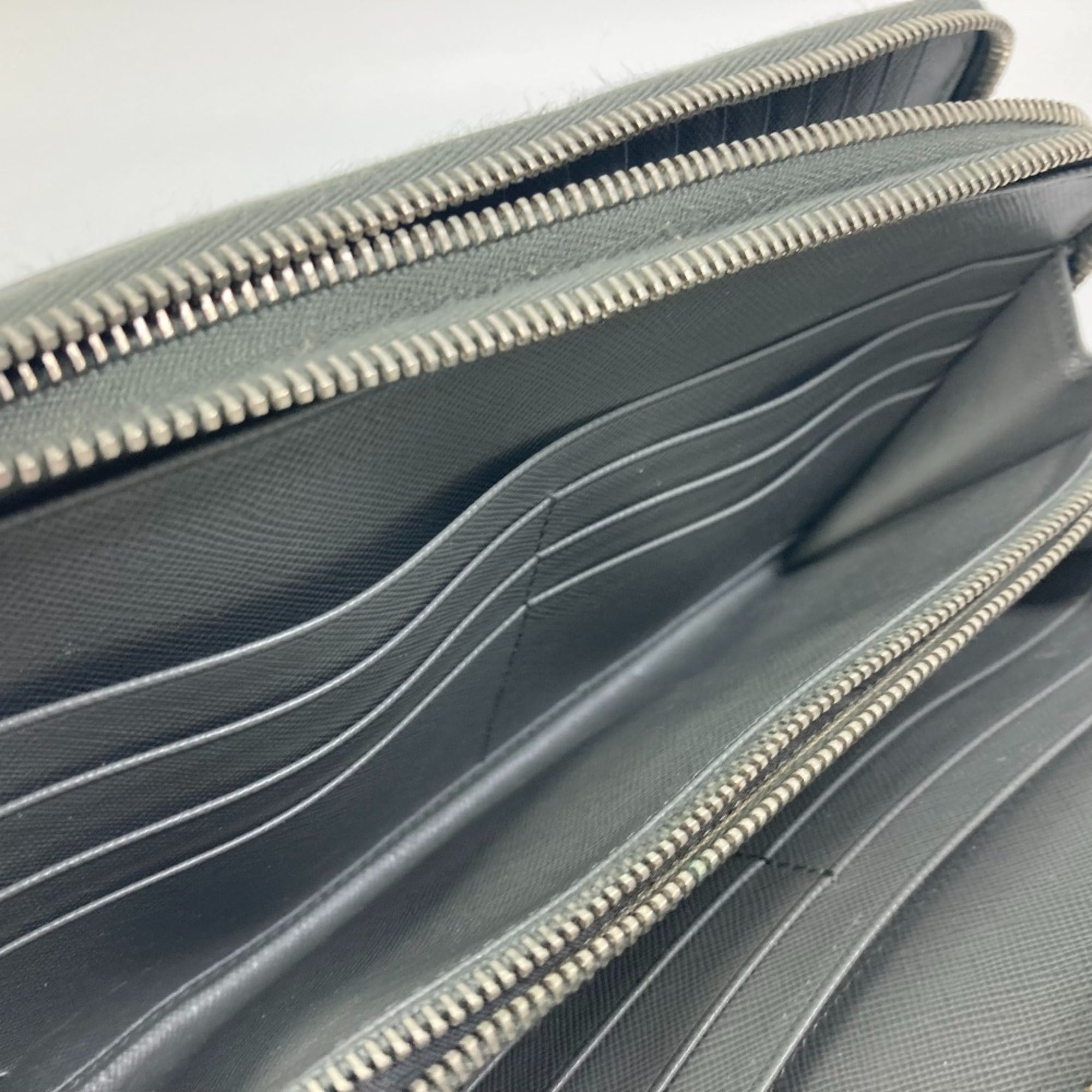 Prada Gray Saffiano Long Wallet (Bi-Fold) (Pre-Owned)