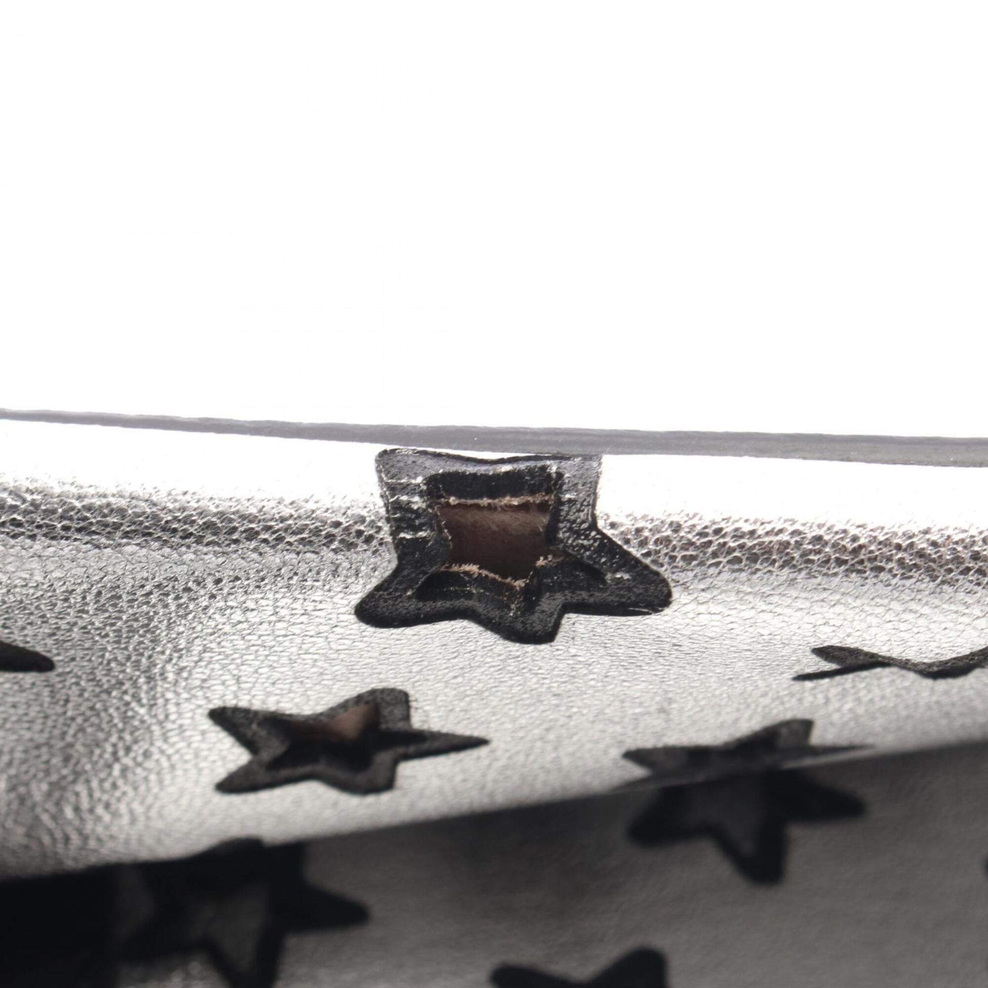 Jimmy Choo Black Silver Leather Handbag Tote Bag (Pre-Owned)