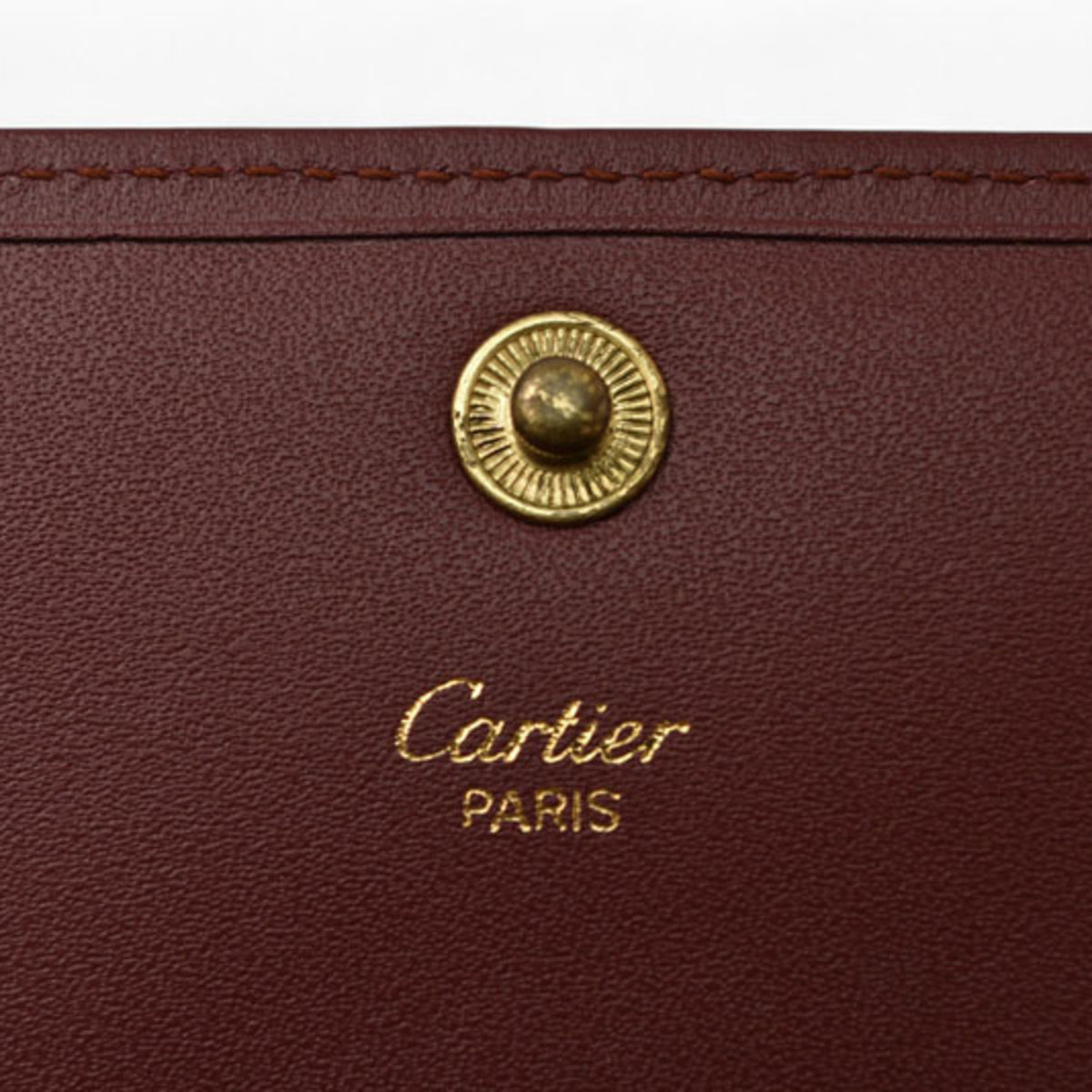 Cartier Bordeaux Leather Coin Purse/Coin Case (Pre-Owned)