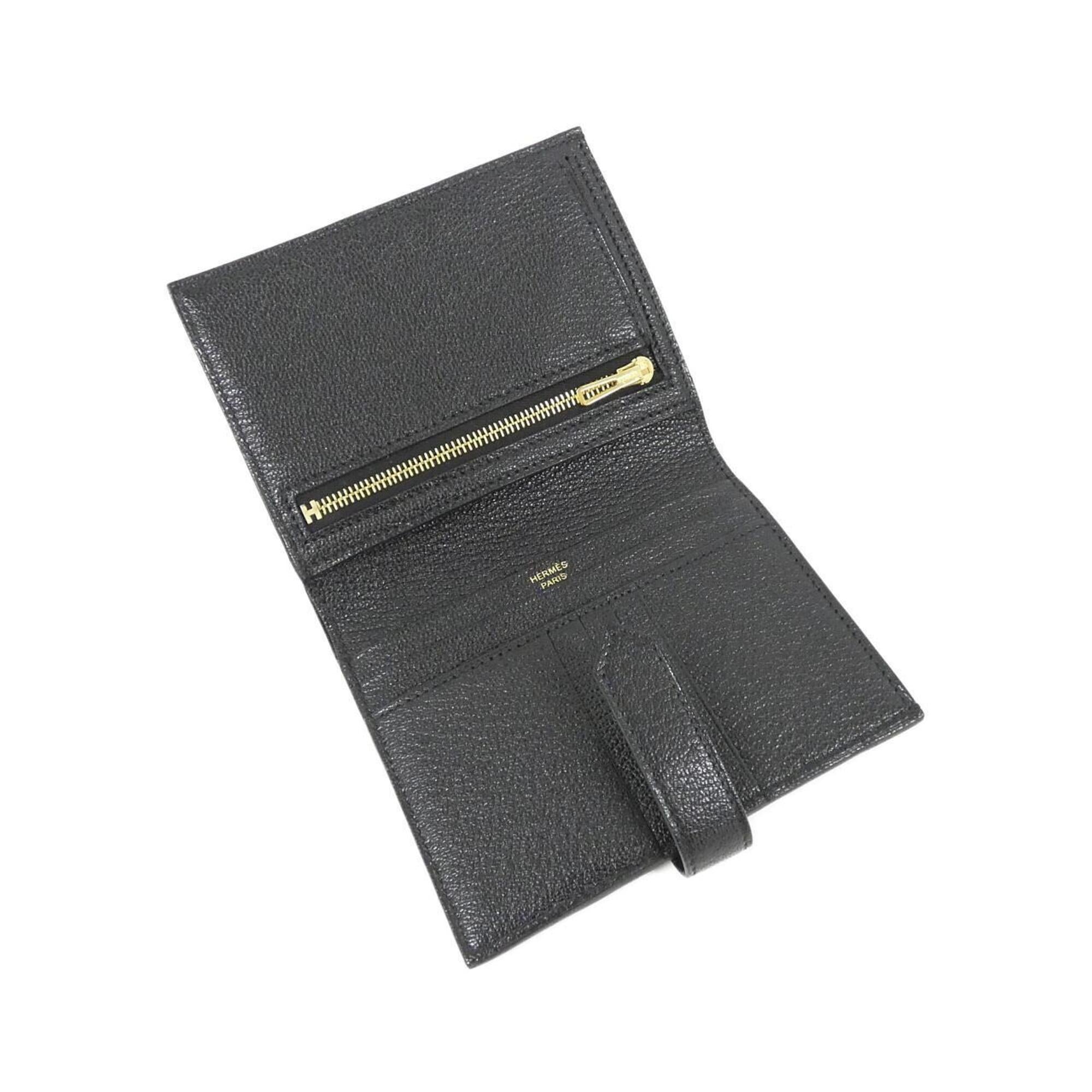 Hermes Black Chevre Leather Wallet (Bi-Fold) (Pre-Owned)