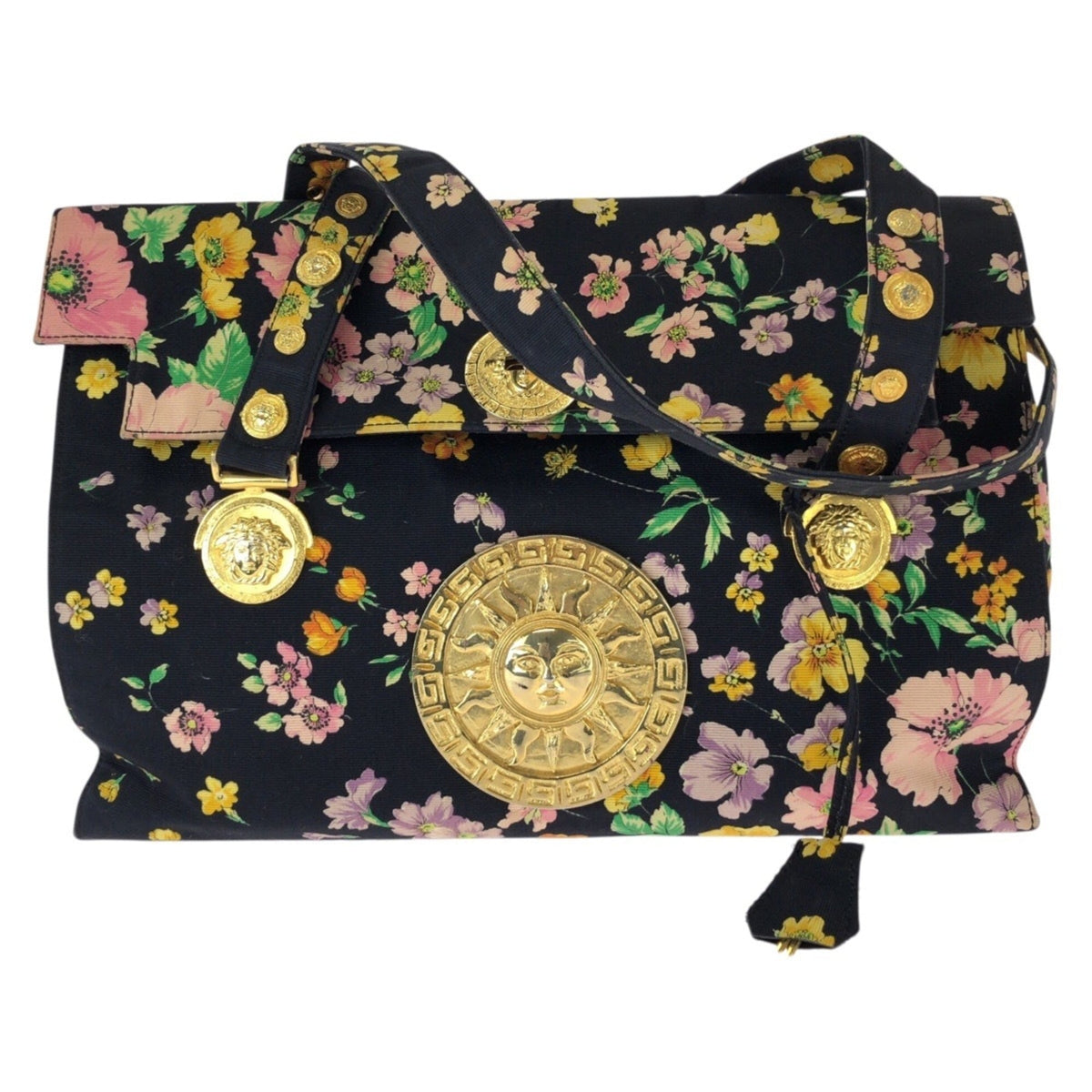 Versace Multi-Color Canvas Shoulder Bag Tote Bag (Pre-Owned)