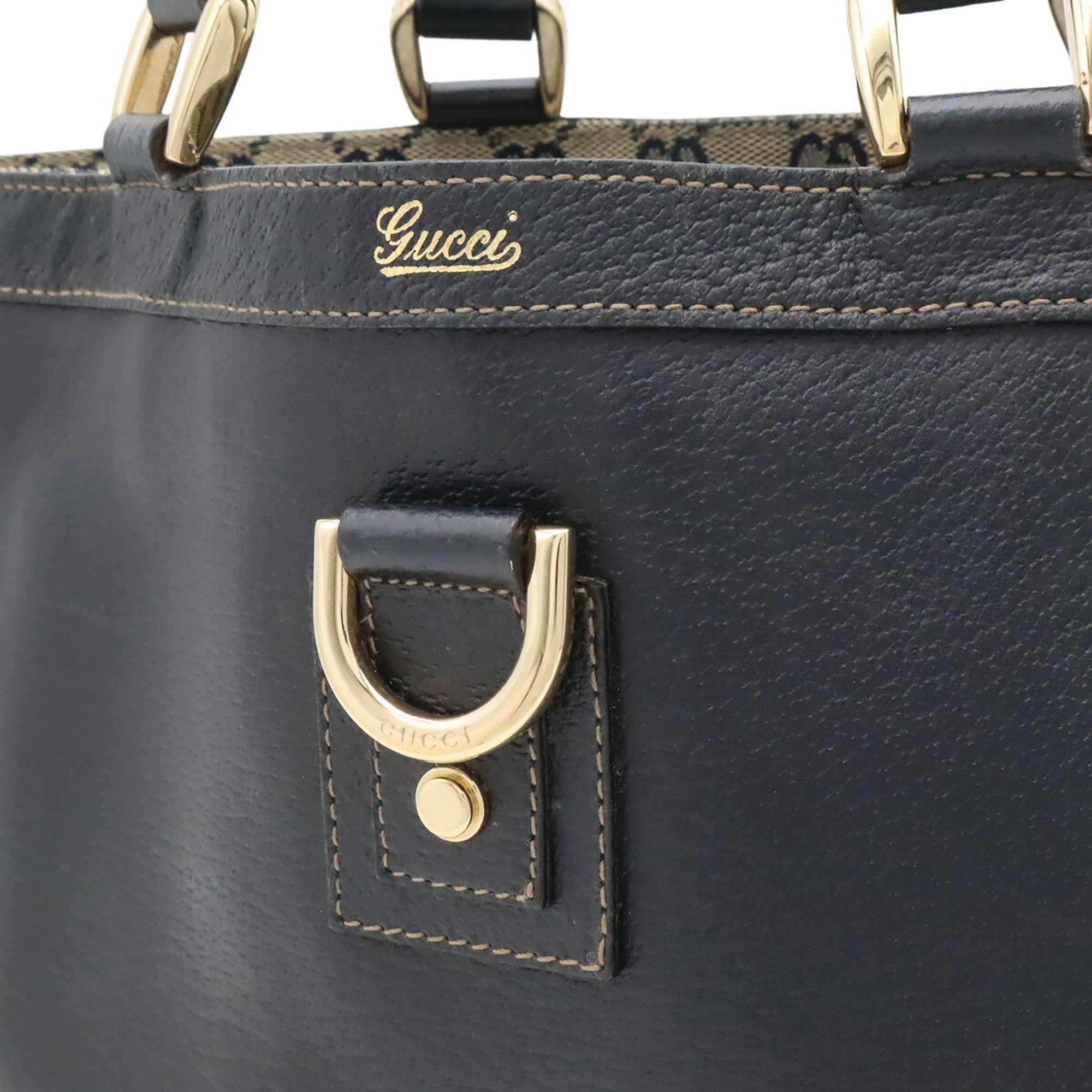 Gucci Navy Yellow Gg Canvas Handbag Tote Bag (Pre-Owned)