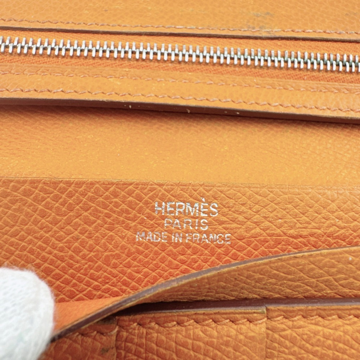Hermes Bearn Orange Epsom Leather Long Wallet (Bi-Fold) (Pre-Owned)