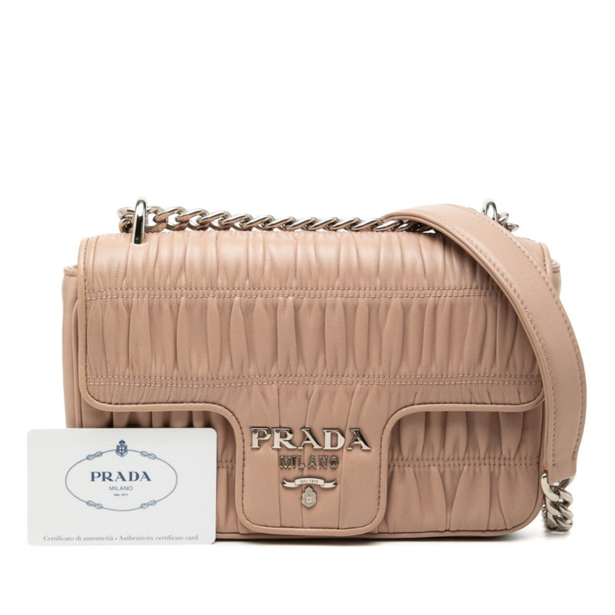 Prada Beige Leather Shoulder Bag (Pre-Owned)