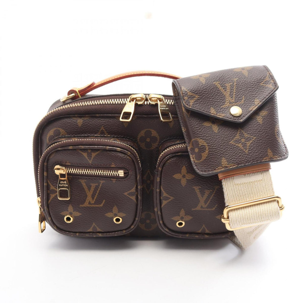 Louis Vuitton Brown Coated Canvas Leather Handbag Pouch (Pre-Owned)