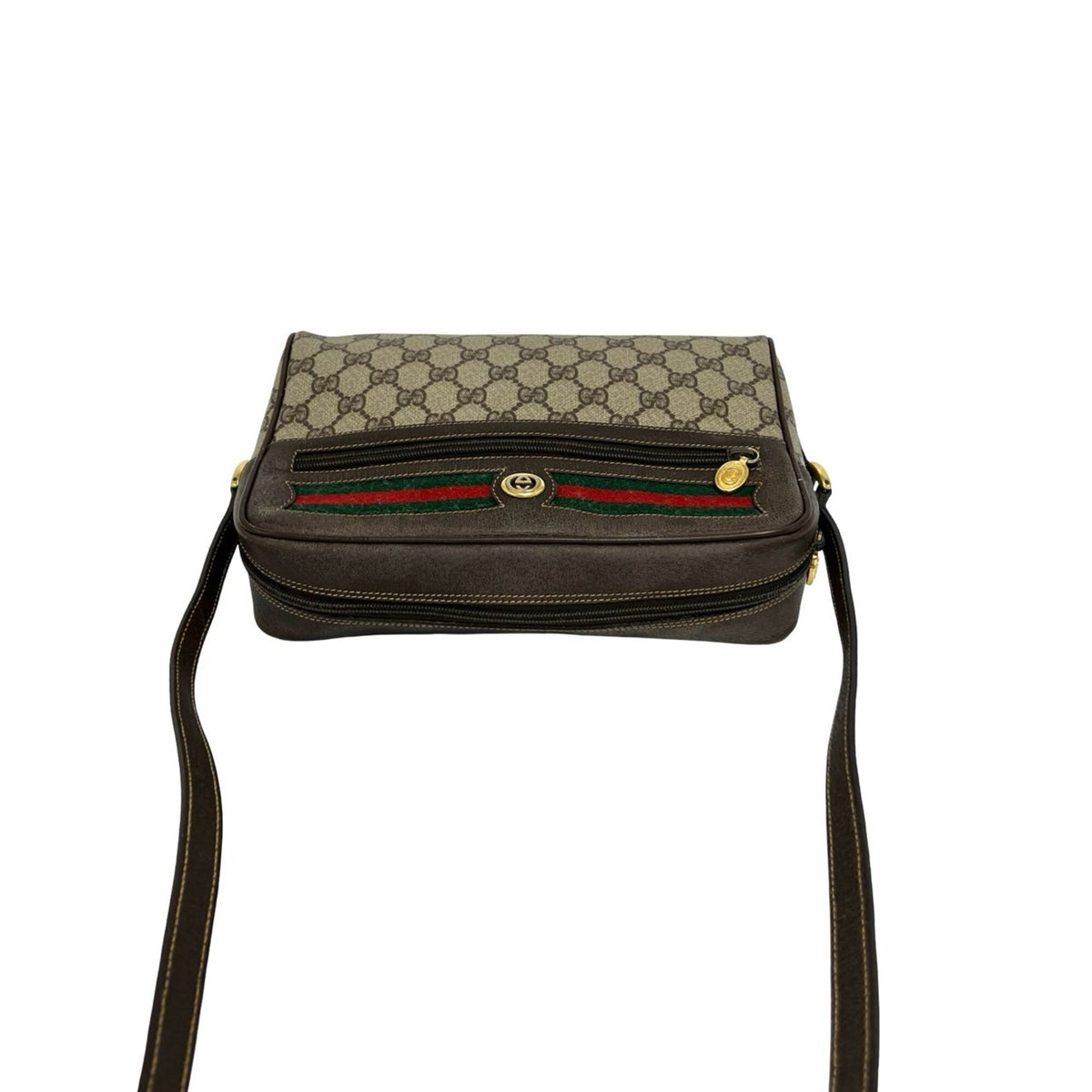 Gucci Brown Green Red Color Leather Pvc Pochette Shoulder Bag (Pre-Owned)