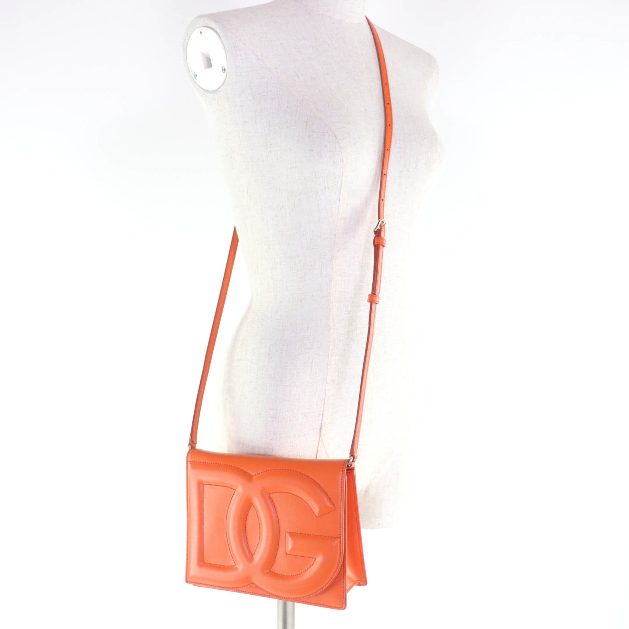 Dolce & Gabbana Orange Leather Clutch Bag Shoulder Bag (Pre-Owned)
